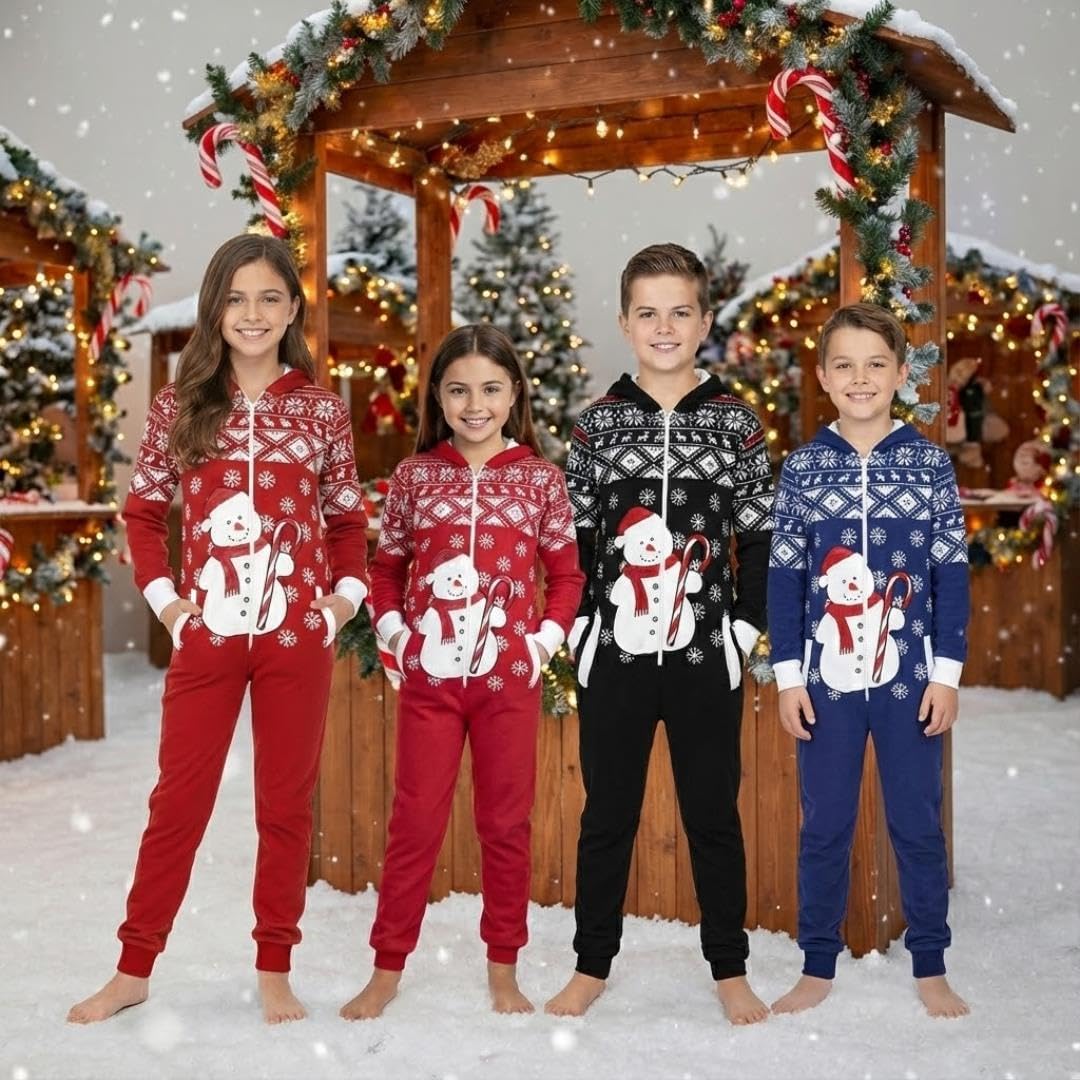 A2Z 4 Kids Girls Boys Playsuit Novelty Christmas Snowman Fleece Playsuit All In One Jumpsuit 5-13 Years