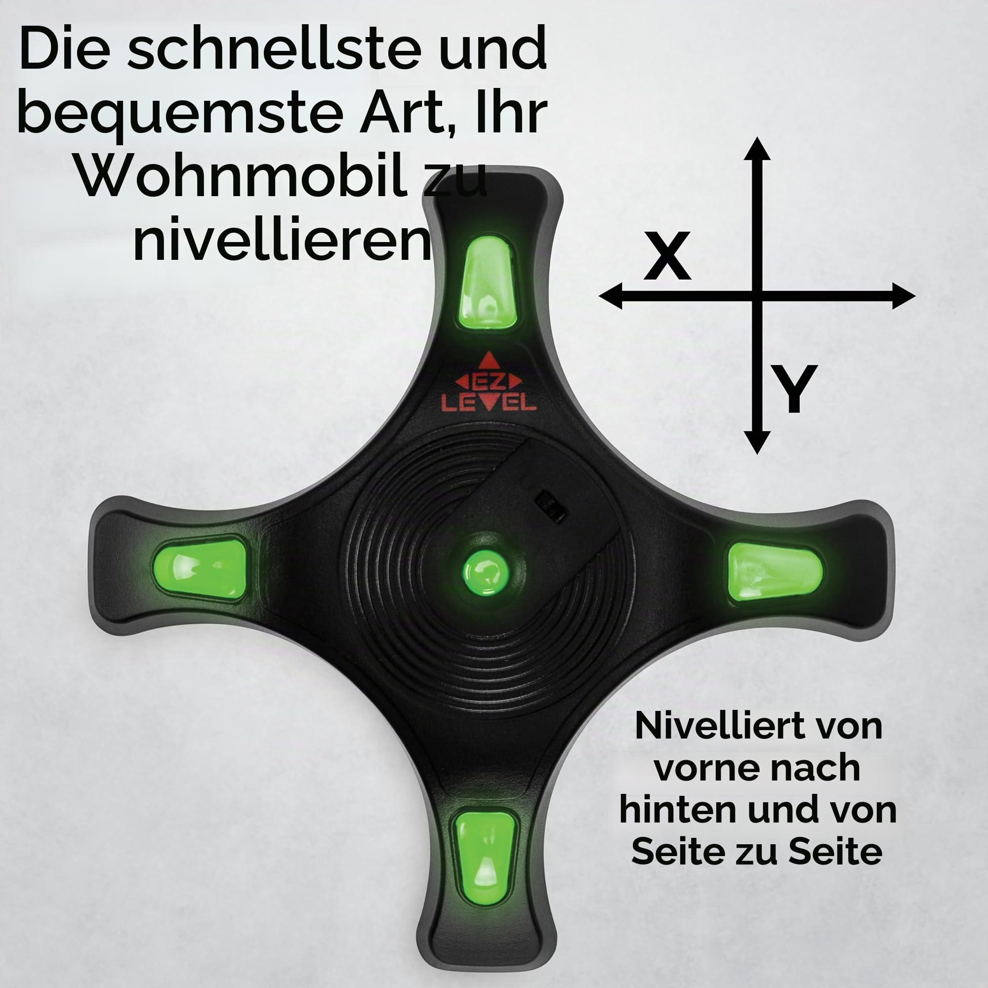 Camco EZ-Wasserwaage für Camper/Wohnmobil, mit beleuchteten Kontrollleuchten und automatischer Abschaltfunktion, wenn Nicht in Gebrauch, inkl. vorinstalliertem An-/Ausschalter (25505)