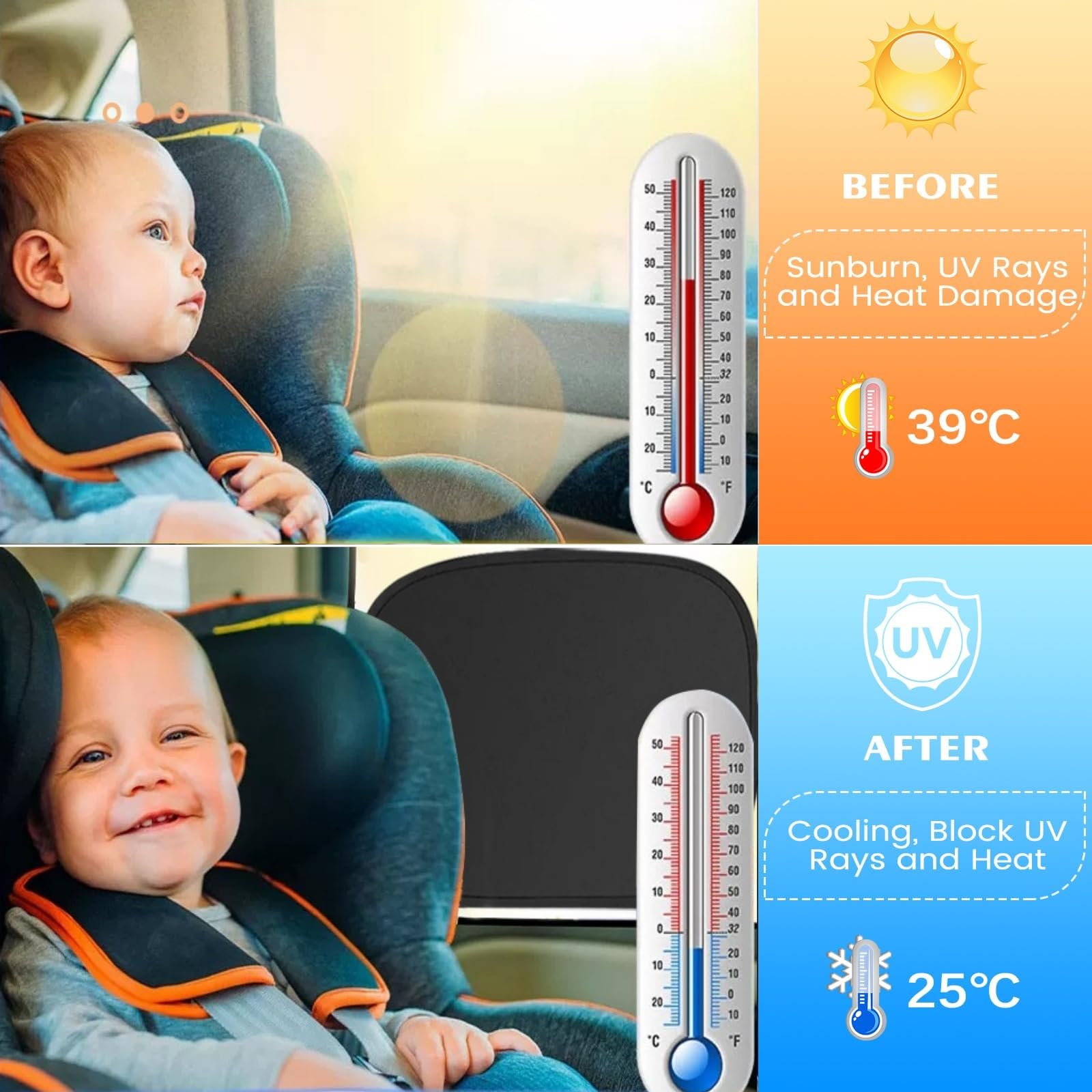 Parasole Auto Bambini 4 Pezzi Tendine Sole UV Universale