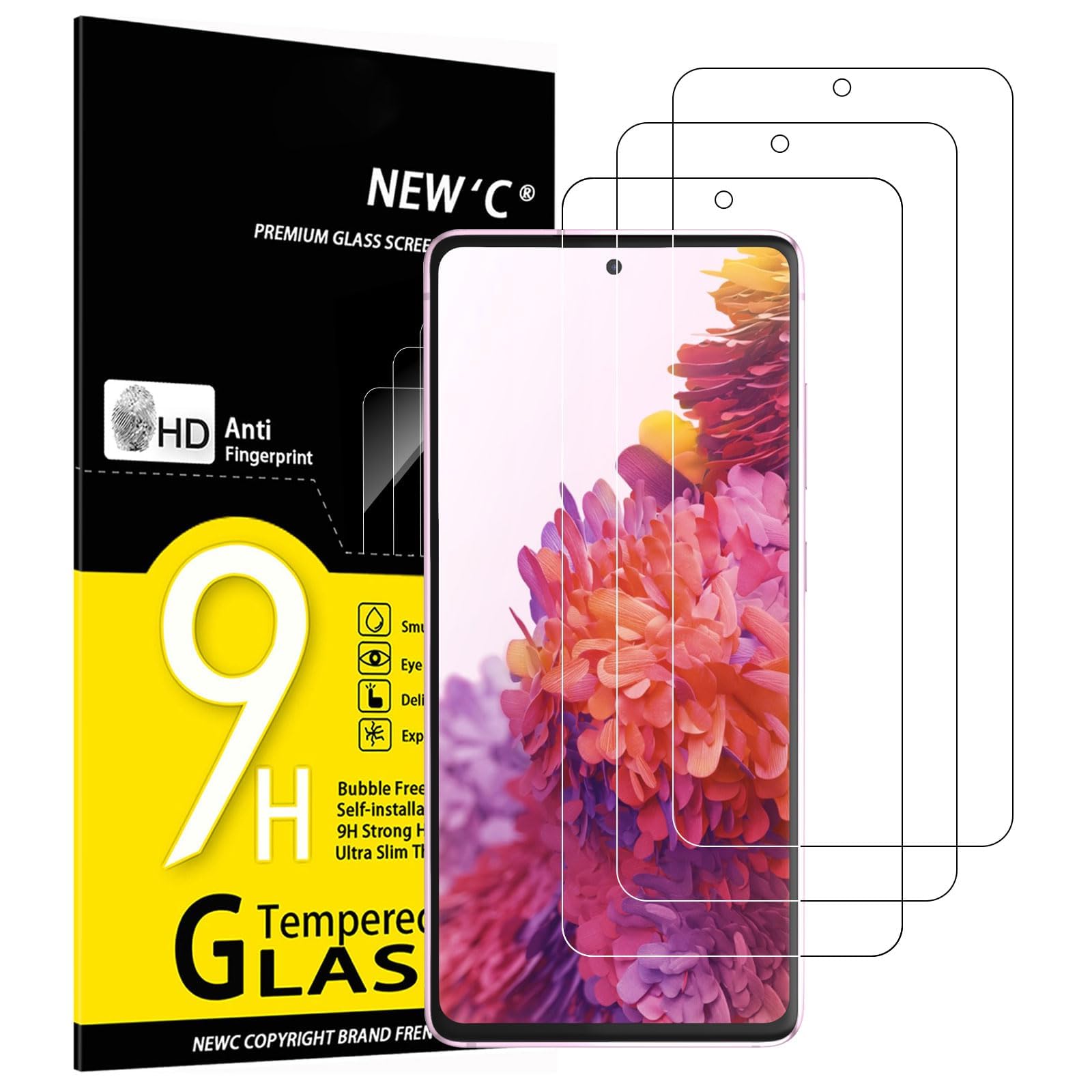 NEW'C 3 Pack Designed for Samsung Galaxy S20 FE / S20 FE 5G Screen Protector Tempered Glass, Case Friendly Anti Scratch Bubble Free Ultra Resistant