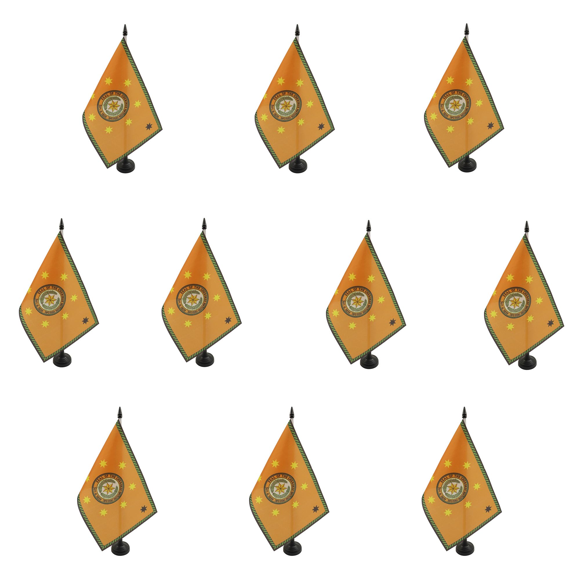 Drapeau de table Cherokees 21x14cm AZ FLAG : lot de 10 petits drapeaux indiens d'Amérique de bureau