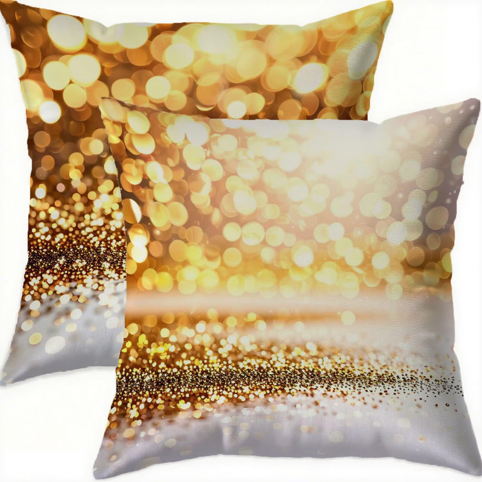 Housse coussin 80x80cm velours doré lot de 2 imperméable
