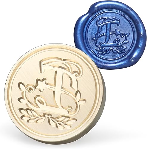 fsalisa Sello de cera con cabeza de sello del alfabeto, solo sin mango, cabeza de latón extraíble de 0.98 pulgadas, ideal para adornar tarjetas,