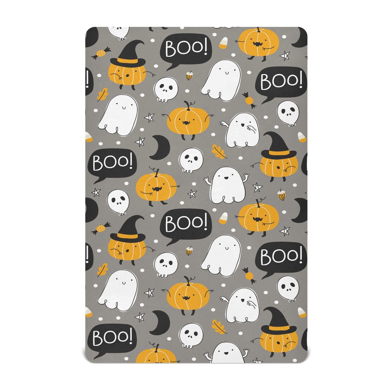 Halloween Pumpkin Ghost Candy Toddler Baby Sheets for Crib,Neutral Mini Crib Nursery Mattress Sheets Fitted,Soft &amp; Breathable 52 * 28 * 9In