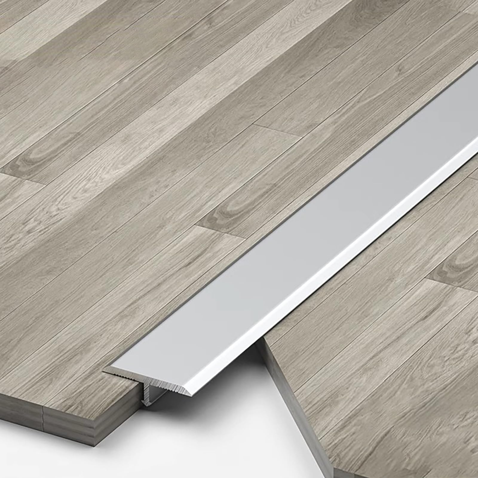 Raouoae T-Profile Transition Strip 3 Pieces, 90cm Aluminum Door Threshold Rail, Easy To Install Floor Compensation Profile, Doorway Transition Bar For Wooden, Tile & Carpet Floors(Silber,Breite 6MM)