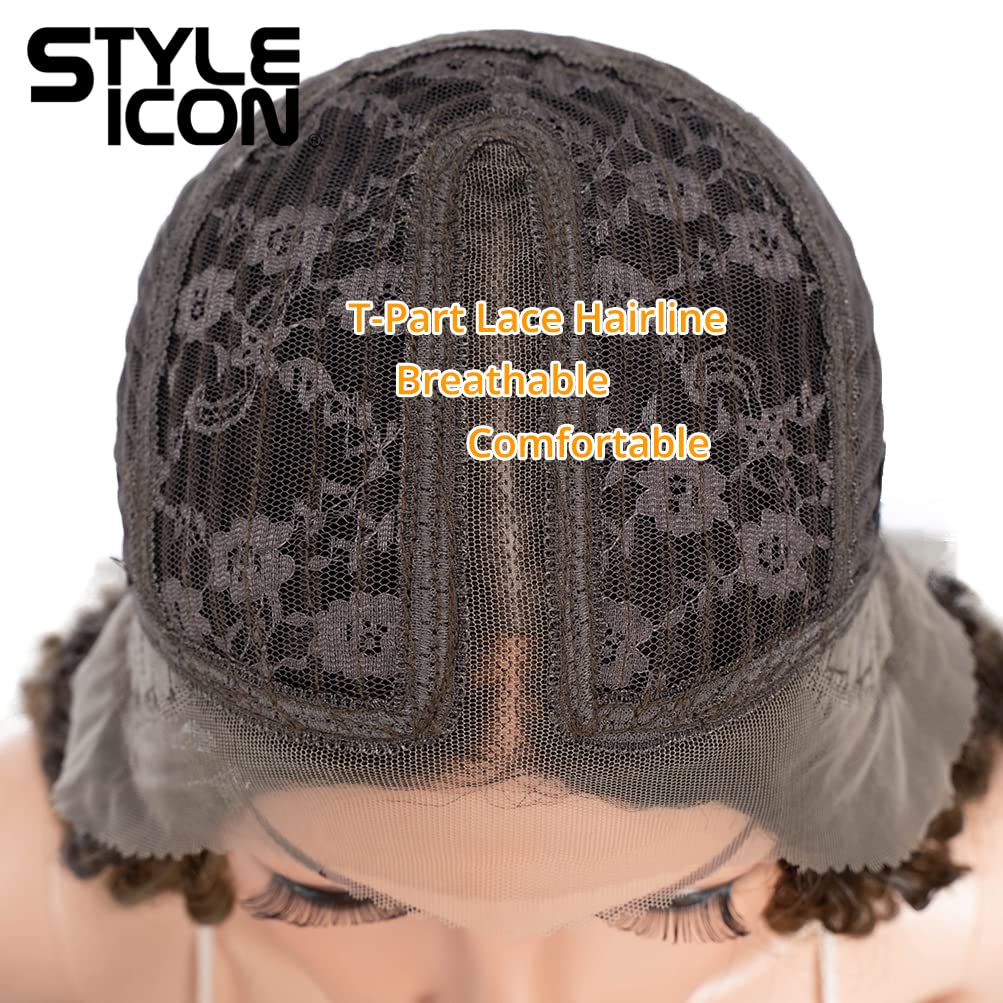 Style Icon 30" Long Curly Wig Ombre Lace Front Wig for women Heat Resistant Replacement Wig Density 130% Synthetic Wig (30 Inch, TT6/30W)