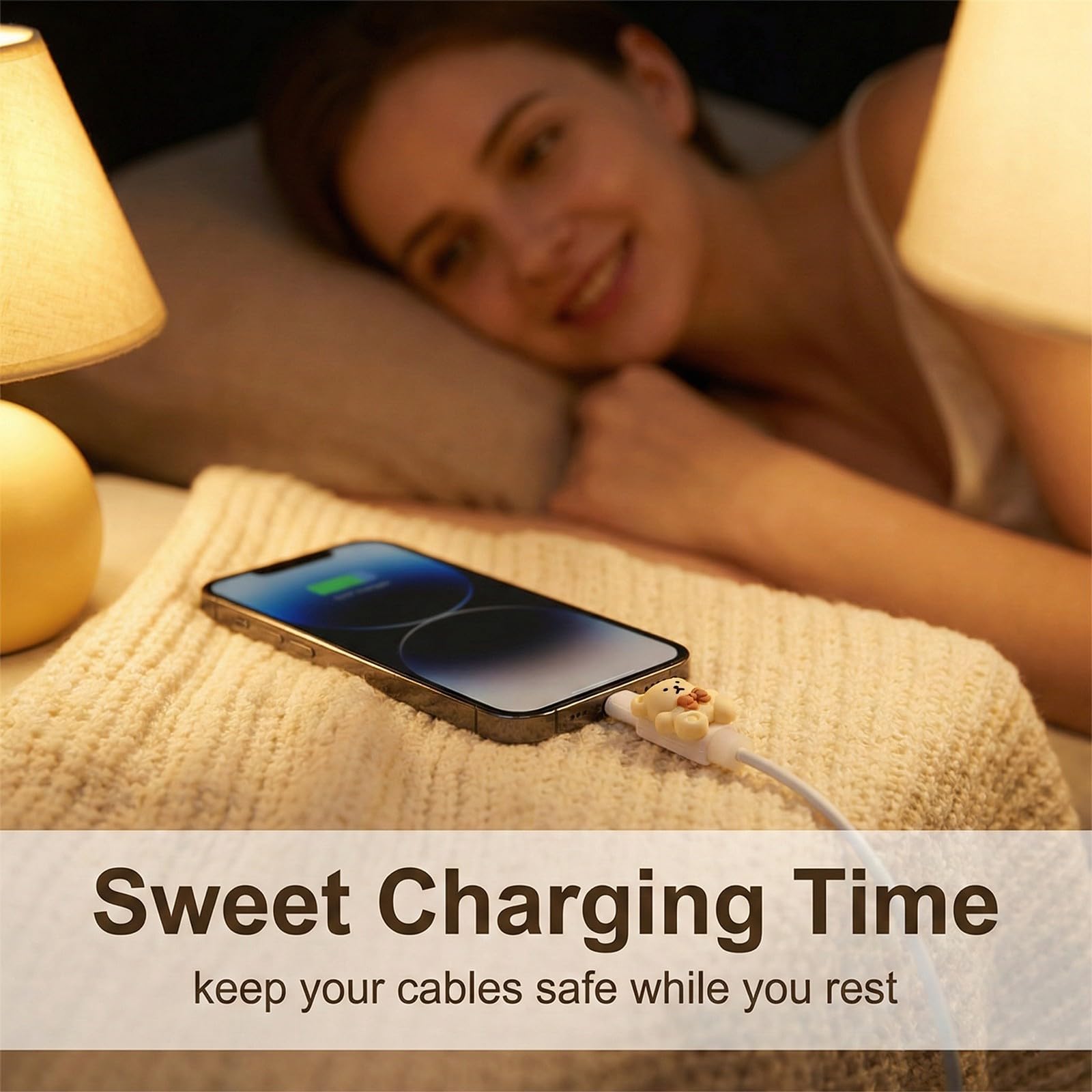 10 Pezzi Proteggi Cavo Cellulare Protezione Cavo Carica Mignon Animale Salva Cavo Bianco Crema Salvacavi per Caricabatterie Copertura Protettiva per Cavi Smartphone USB