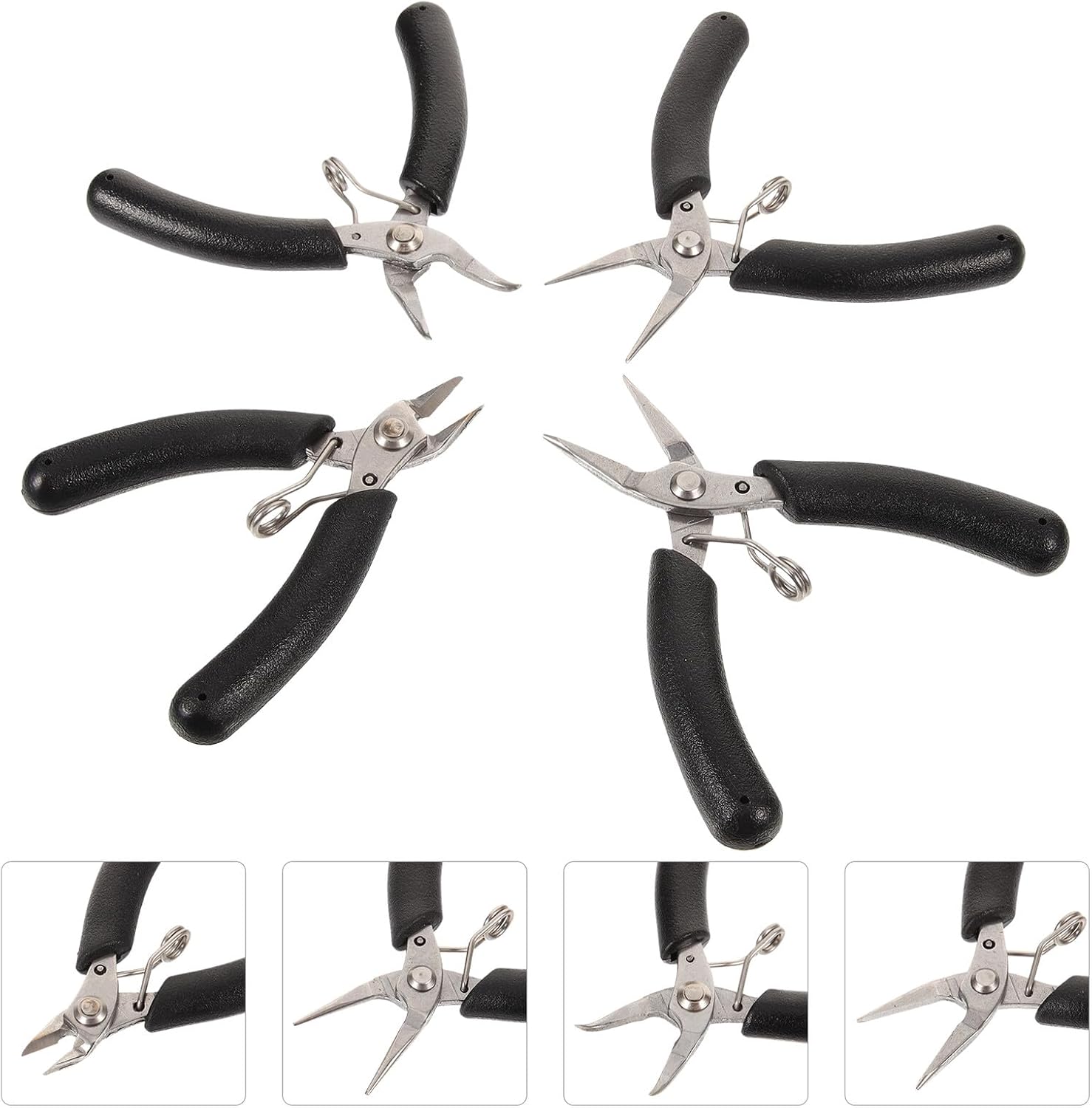 Black Alloy DIY Cutting Pliers 4 Pcs Jewelry Making Tool Set