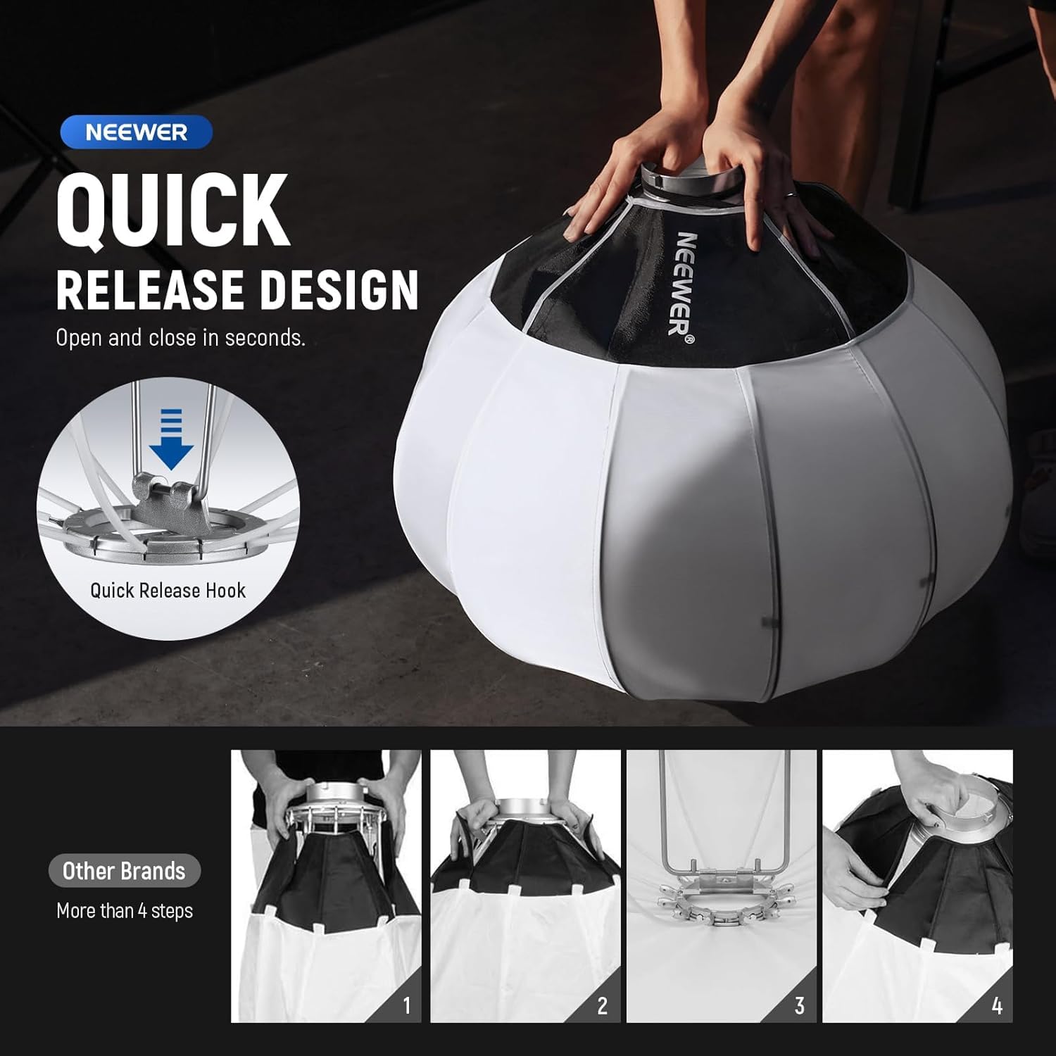 NEEWER Basics latarnia Softbox, 26", szybkozłączka, dyfuzor światła 360°, uchwyt Bowens Mount nylon, miękkie pudełko do ciągłego światła LED, do studia fotograficznego, nagrywania wideo, streamingu