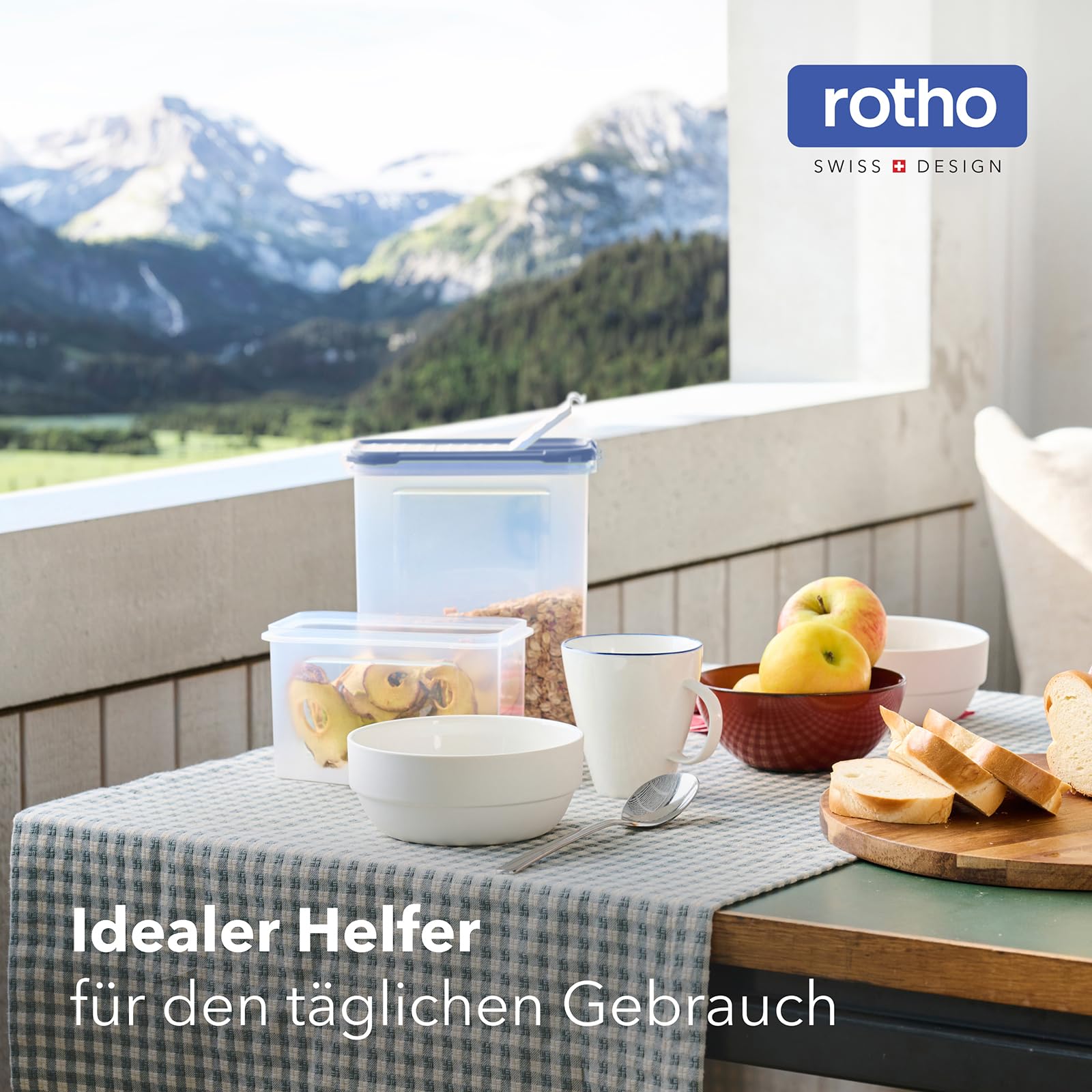 Rotho DOMINO Vorratsdosen 24er Set mit dichtem Klappdeckel transparent Blau