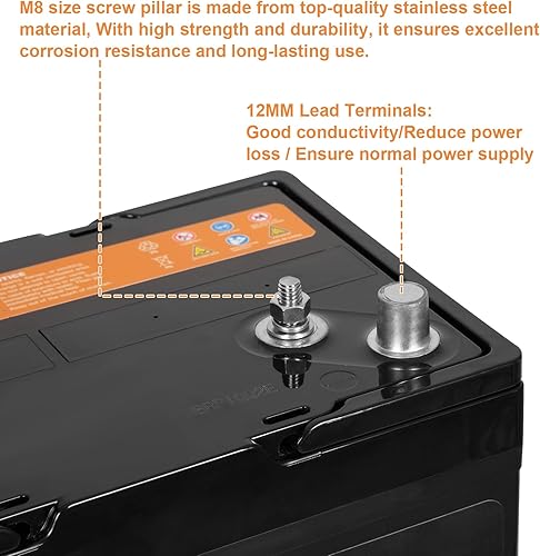 Miniatura 4 de Weize Batería AGM de doble propósito de 12V 55AH, 650CCA BCI Group 34M Starter y batería marina sellada de ciclo profundo y RV