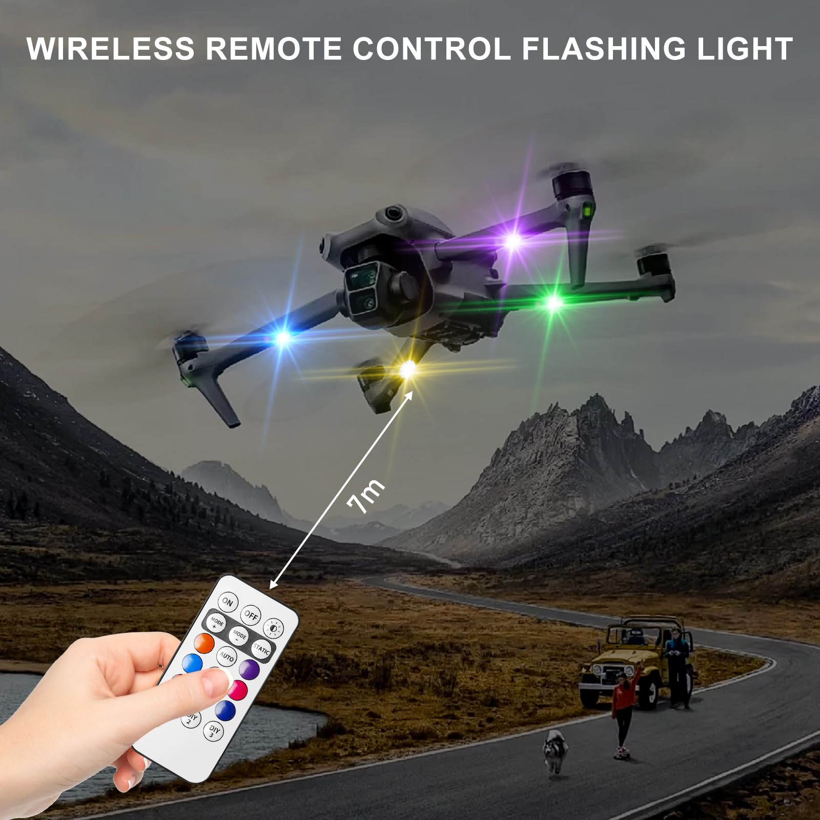 Bezprzewodowe światła LED, 4 sztuki, lampa błyskowa LED, 8 kolorów, wodoszczelne, z pilotem zdalnego sterowania, do samochodu, motocykla