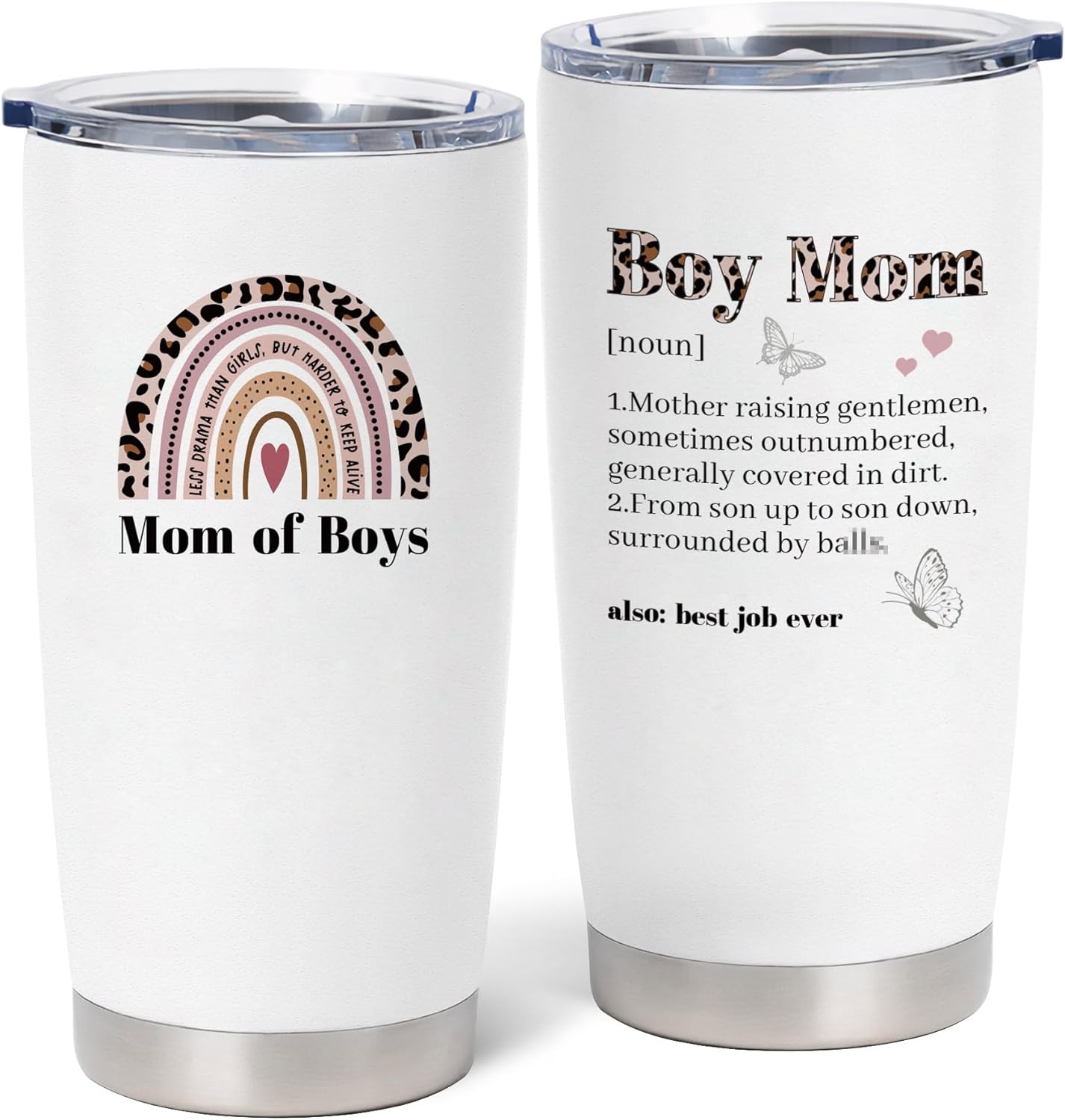Boy Mom Gifts 20oz Stainless Steel Tumbler, Boy Mom Mothers Day Gift, Boys Moms Gifts for Women, Gift for New Moms of Baby Boys