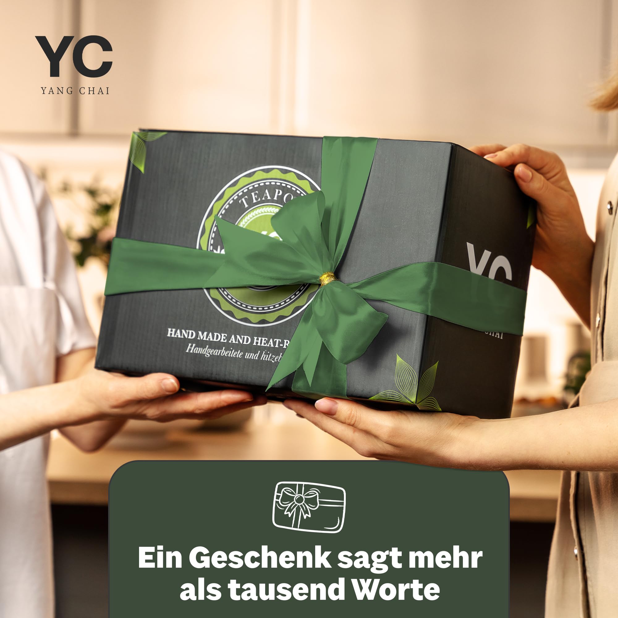 YC Yang Chai Teekanne mit Stövchen - Keramik Schwarz Matt 1.3L - Teekanne mit Siebeinsatz - Tropffrei & Hitzebeständig - Handgefertigte Keramik Tee Kanne - langanhaltende Wärme - YC GATOLO