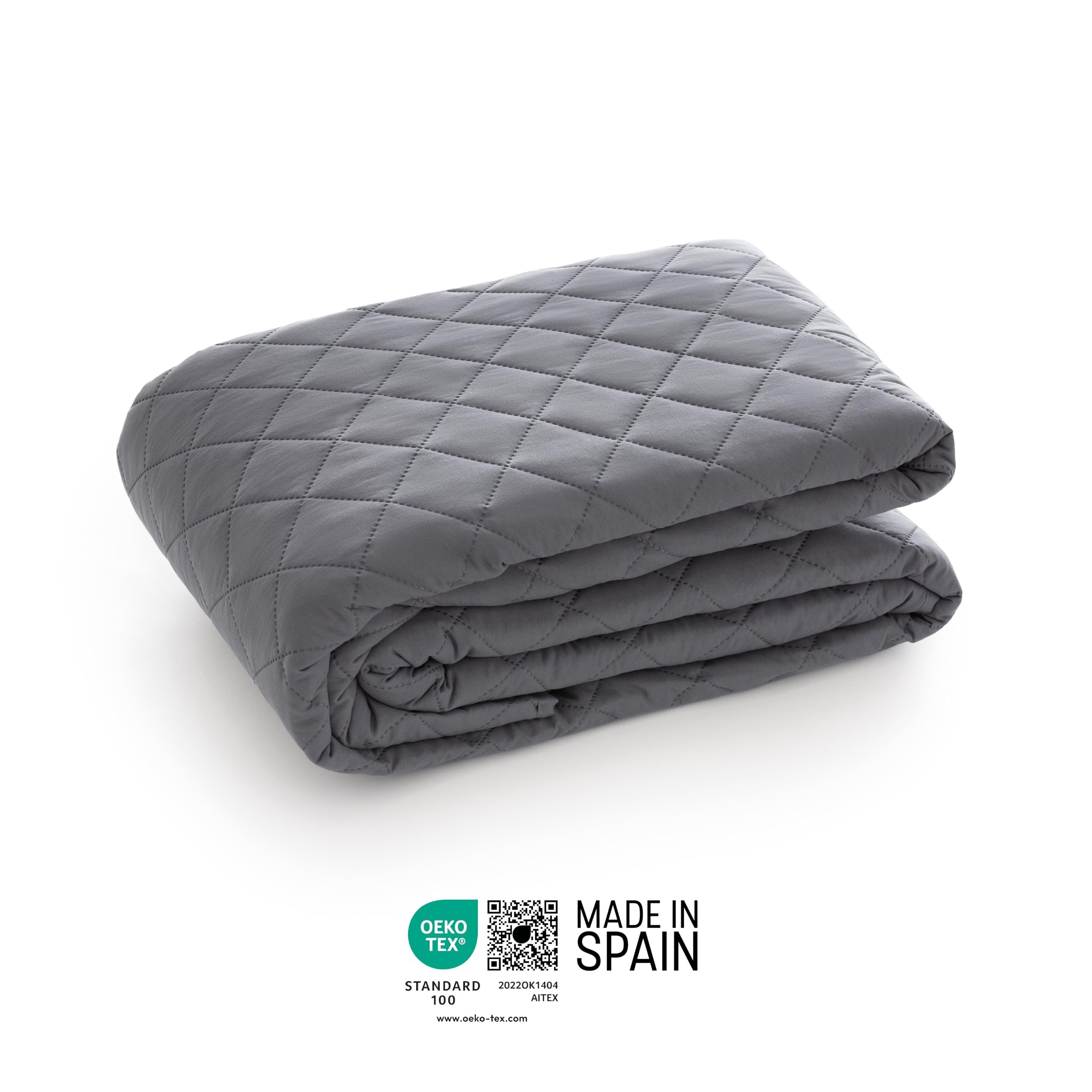 Funda Cubre Chaise Longue Acolchada Due 200 cm, Brazo Derecho, Color Gris, Protector de Sofá Universal, Tacto Suave y Resistente, Ideal para Mascotas, Fabricada en España