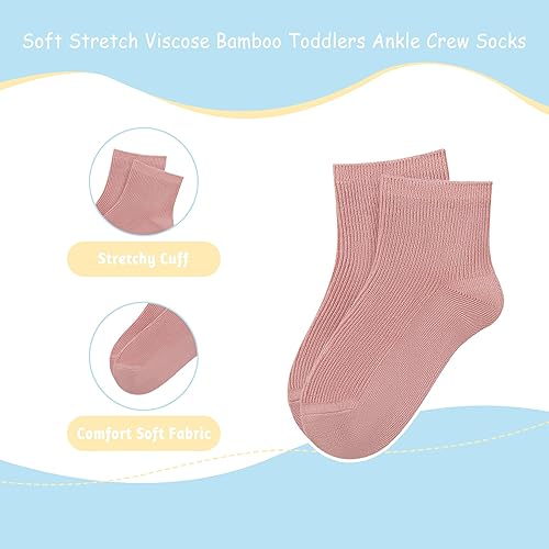 Miniatura 2 de SERISIMPLE Calcetines elásticos de bambú de viscosa para niños, para la escuela y el tobillo, transpirables, para niño y niña, 5 pares