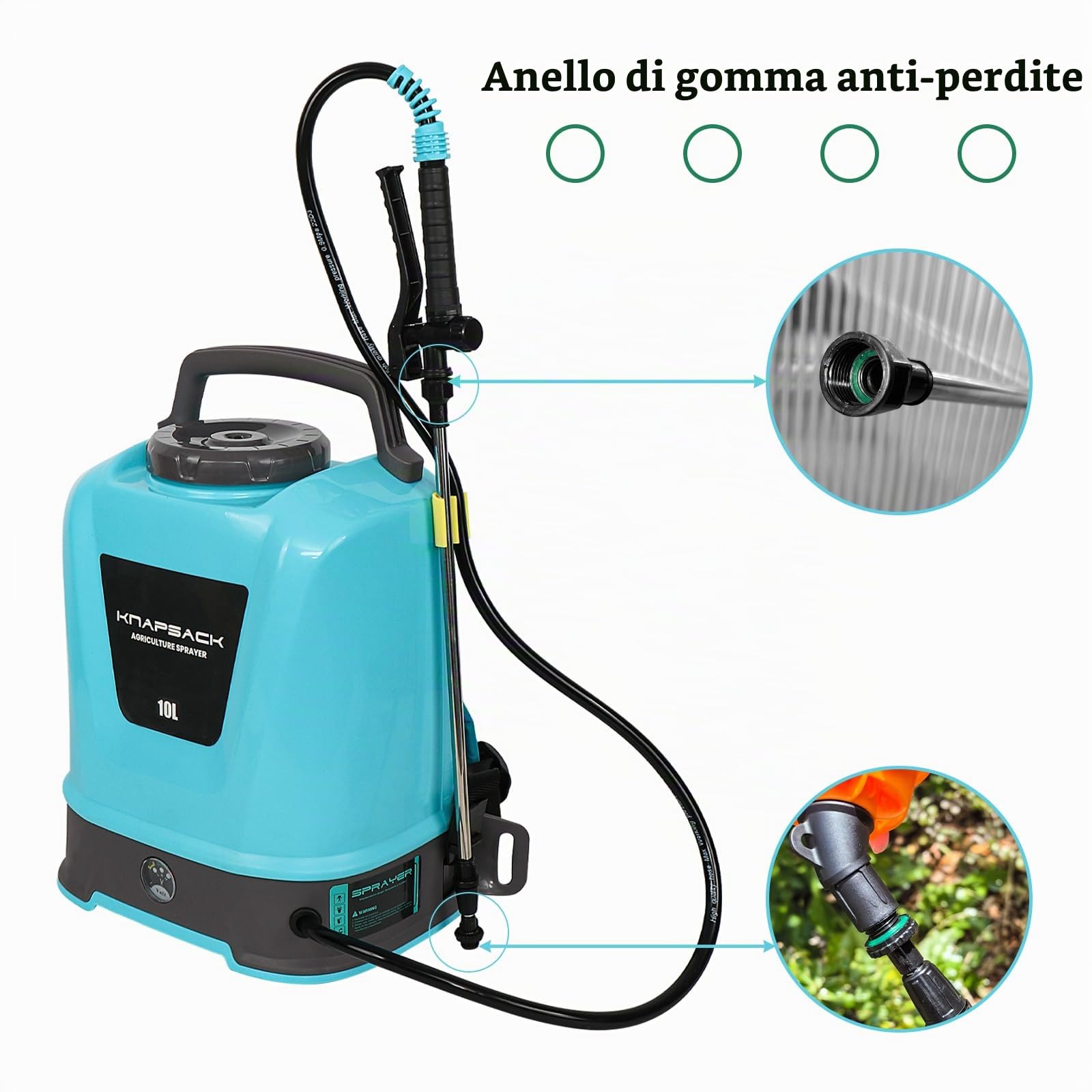 Pompa Irroratrice a Batteria 10L Pompa a Spalla a Batteria 12V Ricaricabile Spruzzatore Potente per Piante Giardino Frutteto