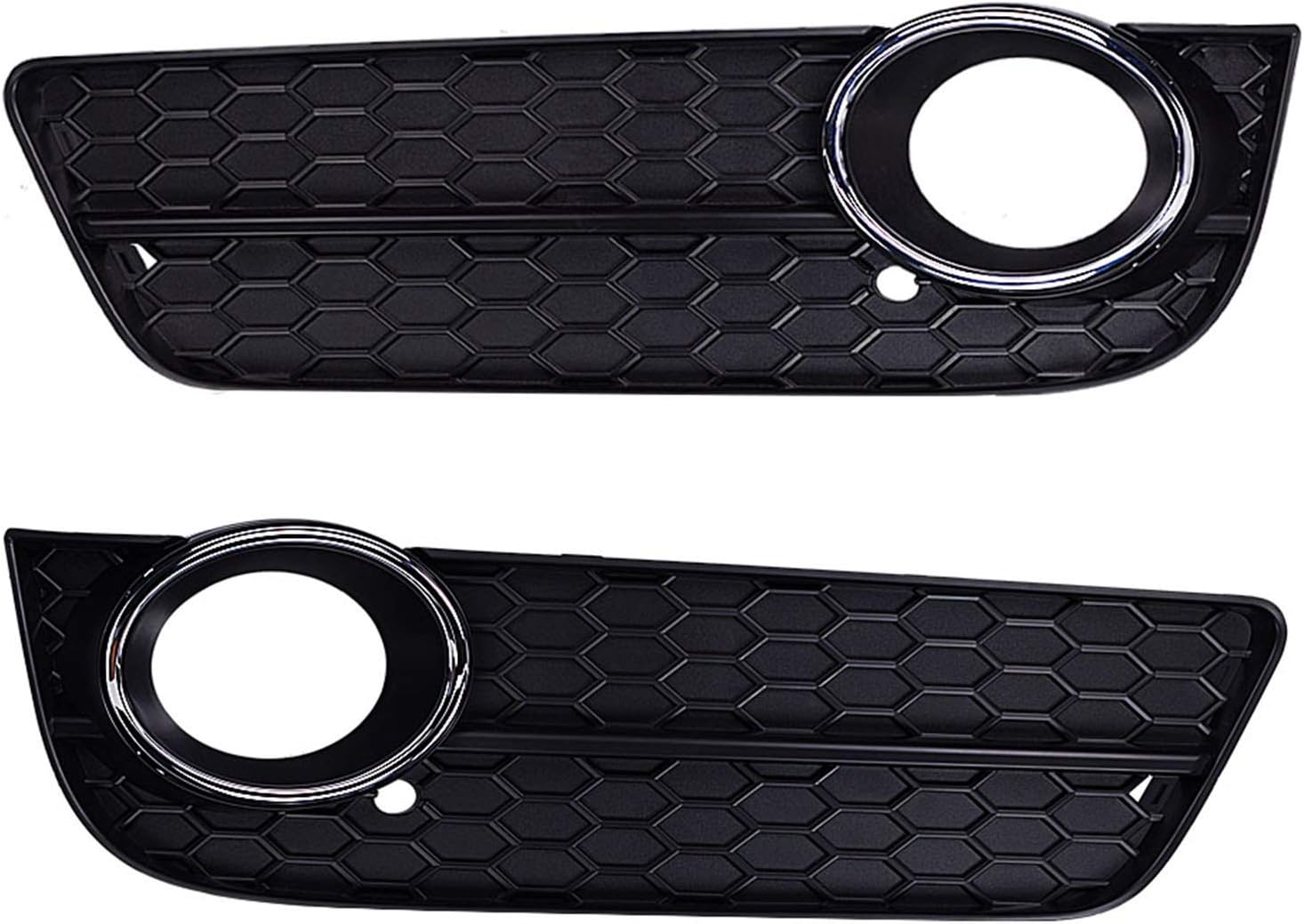 Runmade Pair ABS Plastic Front Lower Bumper Fog Light Grill Honeycomb Grilles W/Chrome Cover compatible with Audi A5 2008-2011