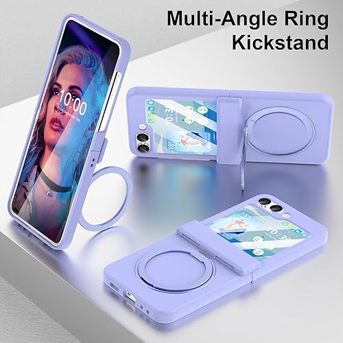 Miniatura 4 de Funda magnética diseñada para el Galaxy Z Flip 5, con protección de bisagra y soporte, compatible con MagSafe, funda protectora delgada para Samsung
