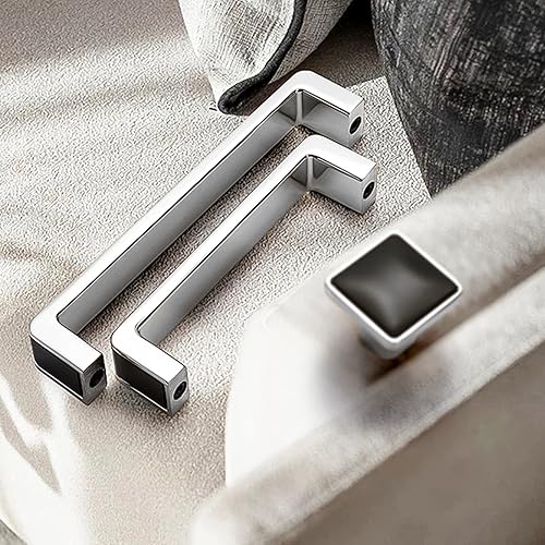 Miniatura 4 de Paquete de 2 manijas de gabinete de cocina, tiradores de gabinete negro mate y dorado, pomos modernos para cajones de tocador para baño, dormitorio,