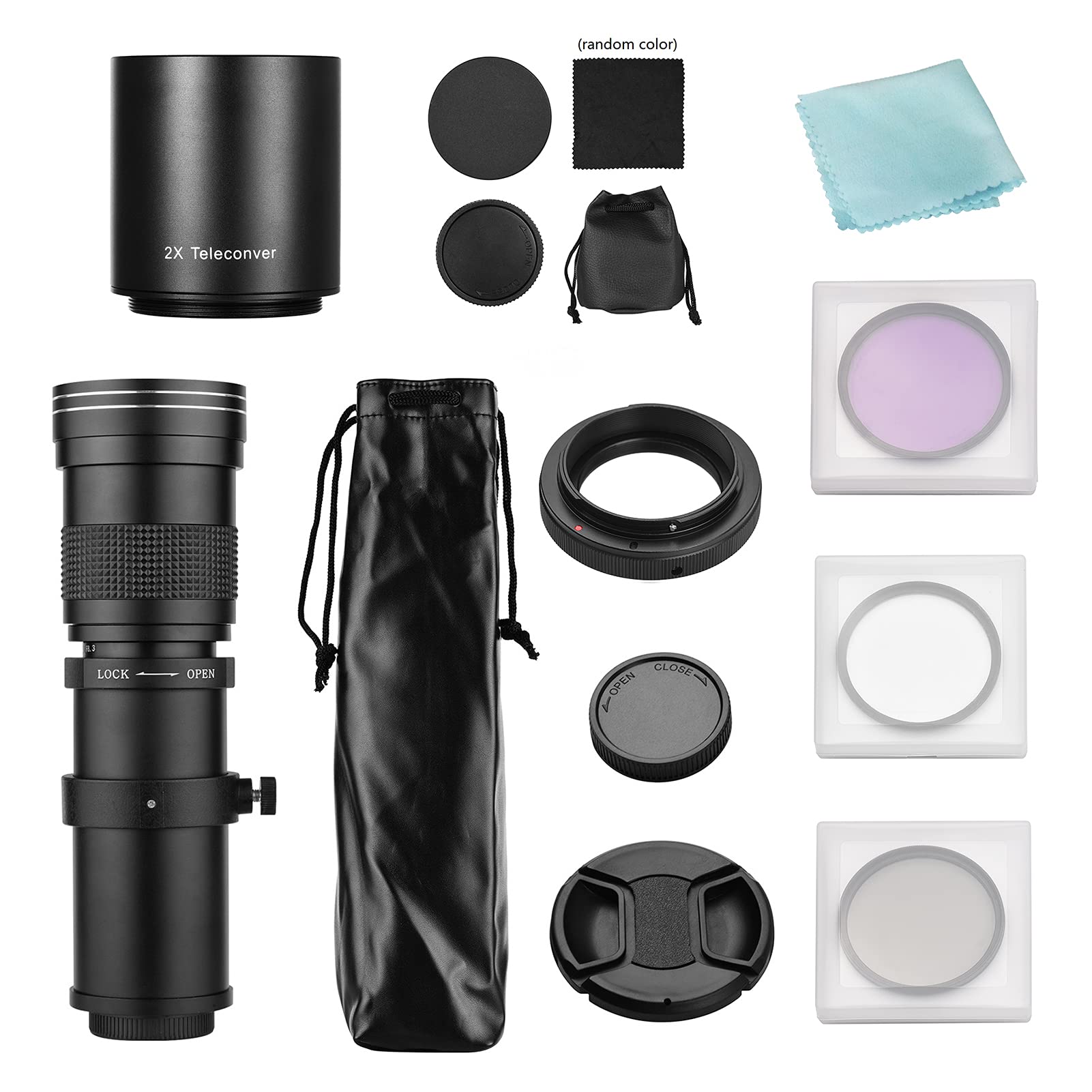 Kamera MF Super Telezoom obiektyw F/8,3-16 420-800 mm T Mount + /CPL/FLD zestaw filtrów +2X 420-800 mm telekonwerter + T2-EOS pierścień adaptera zamiennik do Canon EF-Mount EOS Rebel T7i T6 T6i T5 T5 SL2