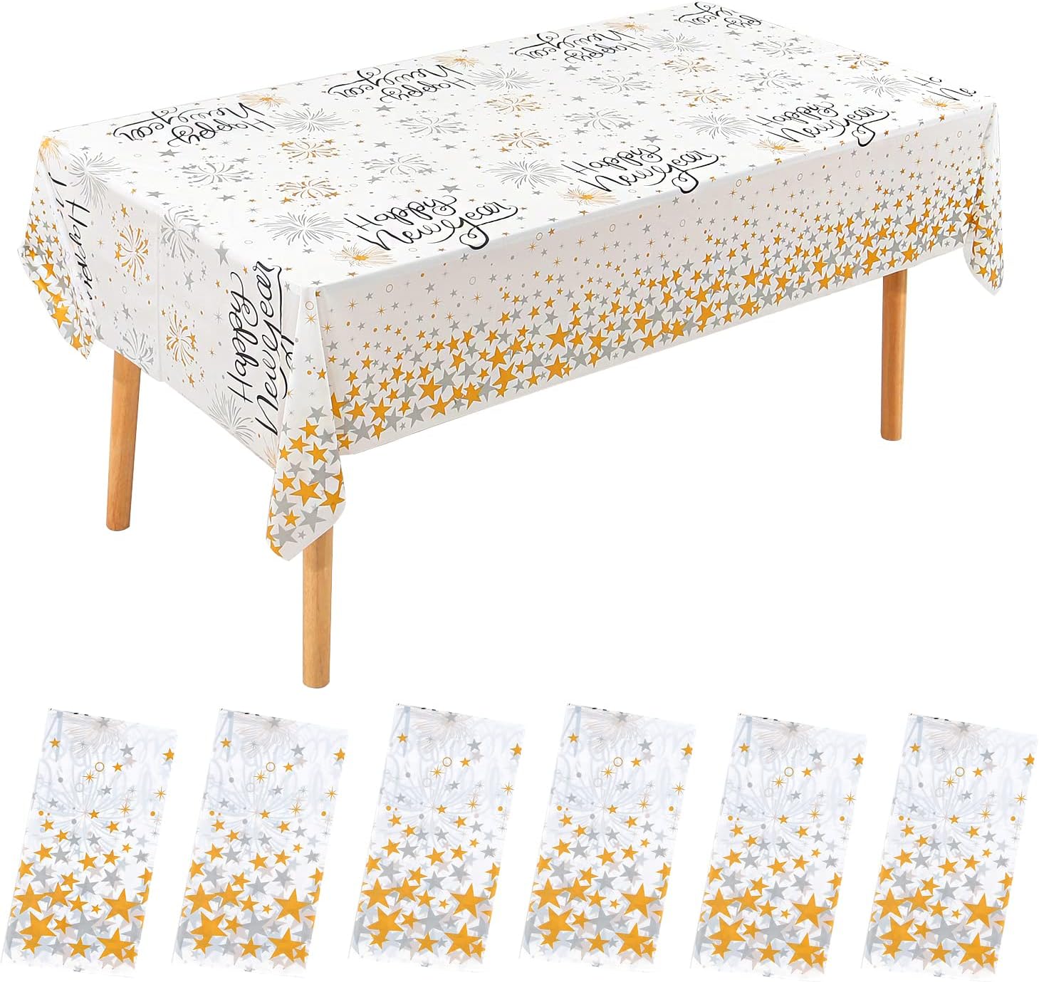 JHDZDHY 4 Pieces Happy New Year Table Covers Disposable