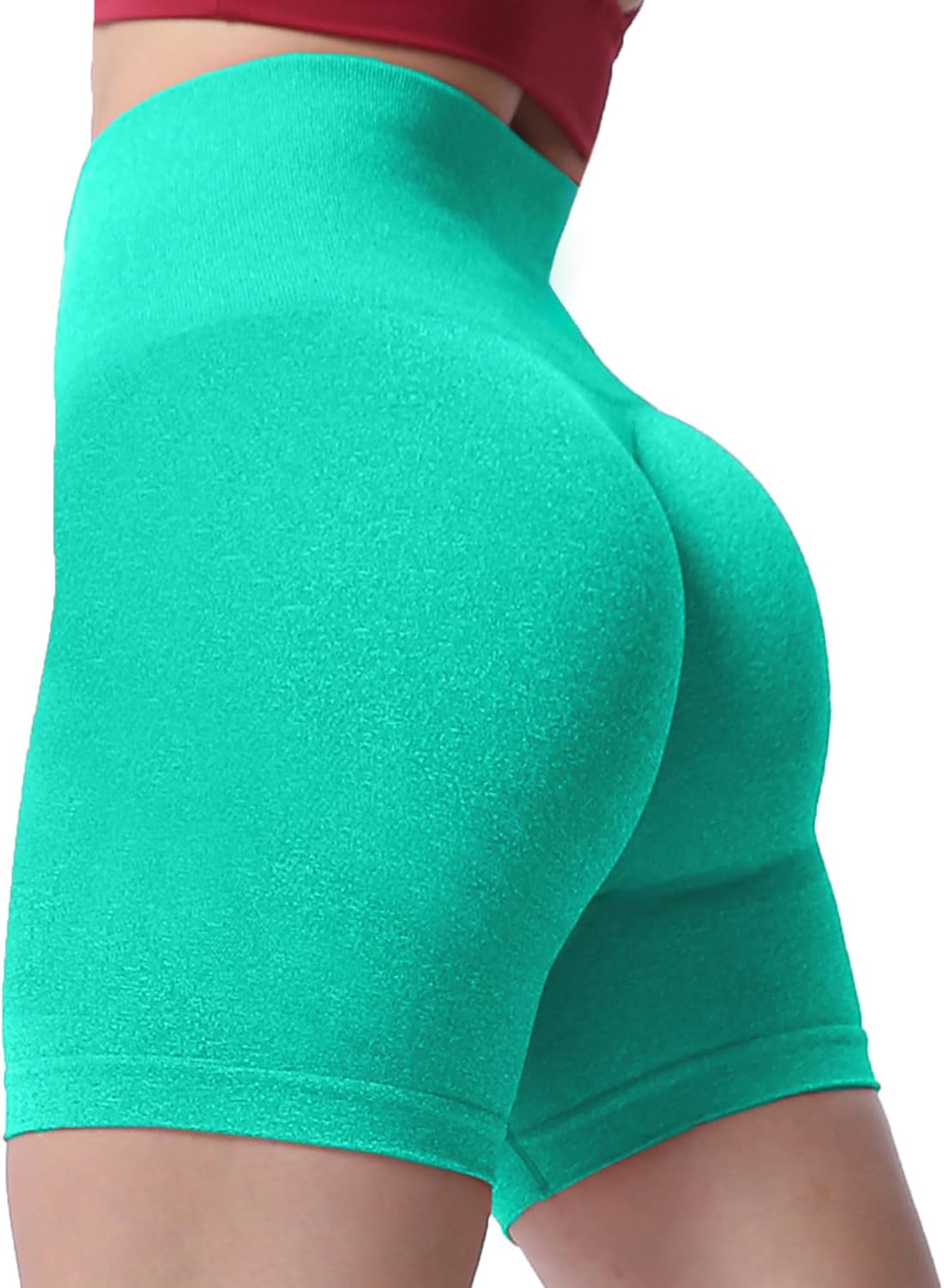 Aoxjox Booty Contour Seamless Workout Biker Shorts for Women Tummy Control High Waisted Athletic Running Yoga Short 5"