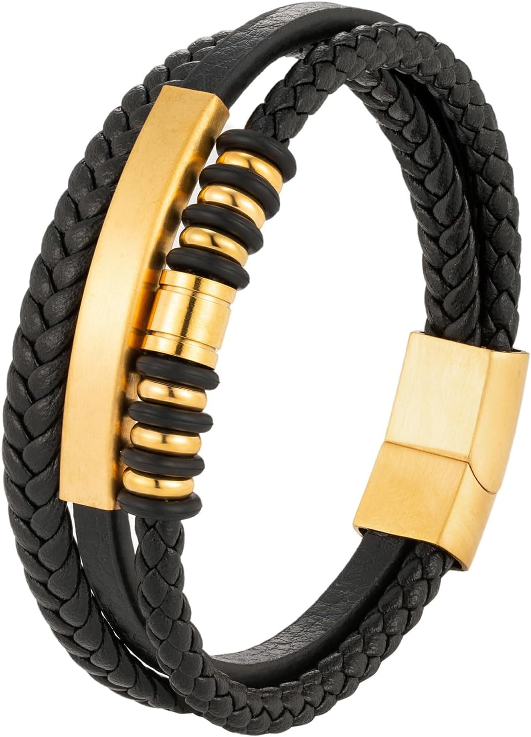 Black Leather Bracelets for Men – Premium Artisan Handcrafted Collection, Double Strand Braided Leather,For Dad, Friends, Brother