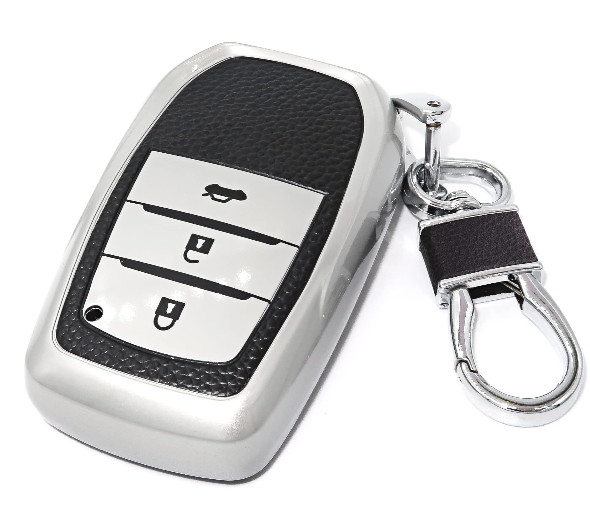 for Toyota Key Fob Cover, Advanced Soft TPU Surface Grain Key case for RAV4 Camry Highlander Avalon C-HR GT86 Smart Key (2 or 3 Button) Key Fob Shell (Sliver)