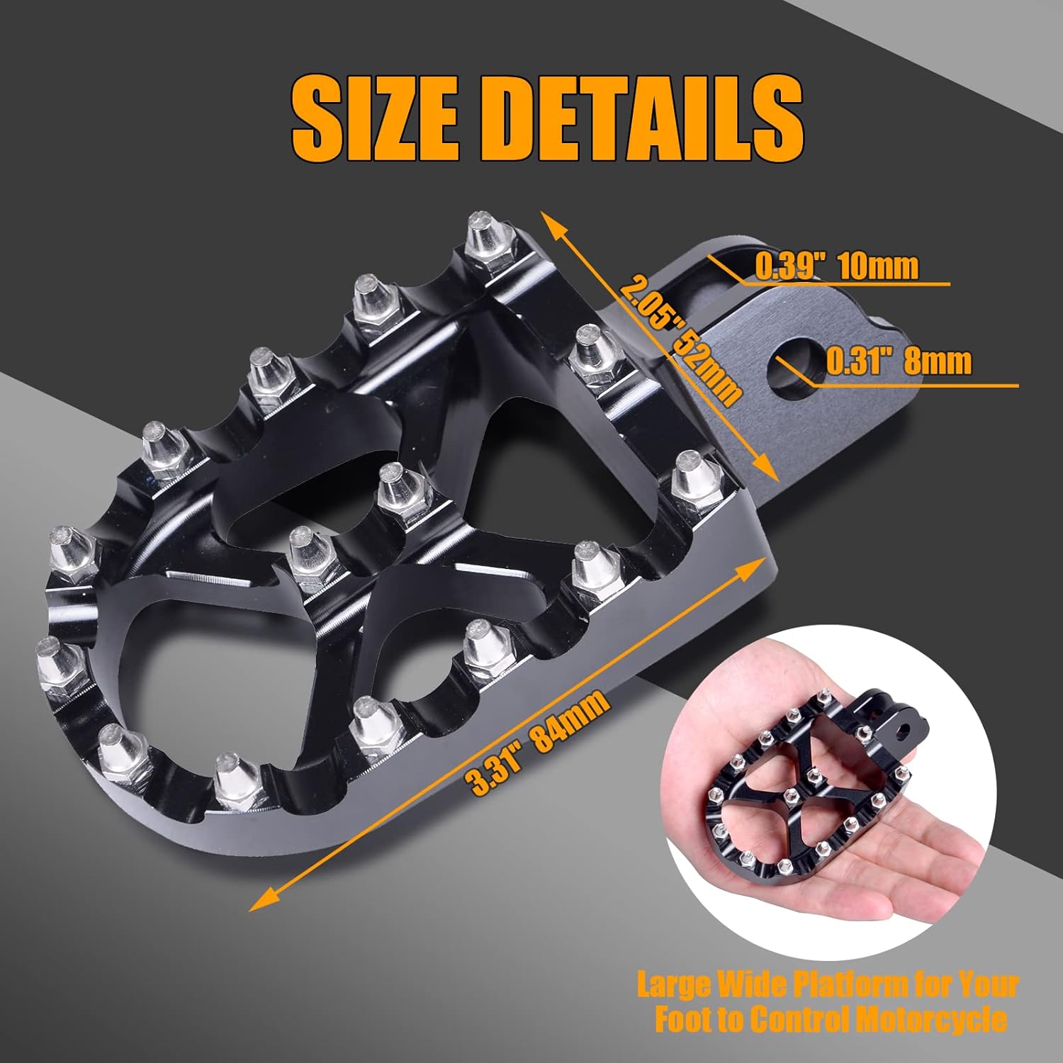 M8 Adjustable Motorcycle Foot Pegs Compatible with Harley Low Rider S/ST/Street Bob/Softail Slim 2018-2024/for Honda XR150L/CR125/250R/CRF,Black