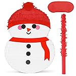 Birchio Cute Snowman Pinatas Bundle with a Blindfold and a Bat (17 x 12 x 4 Inches), Perfect for Winter Holiday boys and girls Birthday Parties, Christmas Party Decorations Games for Kids Party