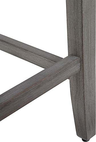 Miniatura 8 de WO Home Furniture - Juego de 2 taburetes de bar de altura de mostrador de 24 pulgadas, sin espalda, con patas grises antiguas (cuero negro)