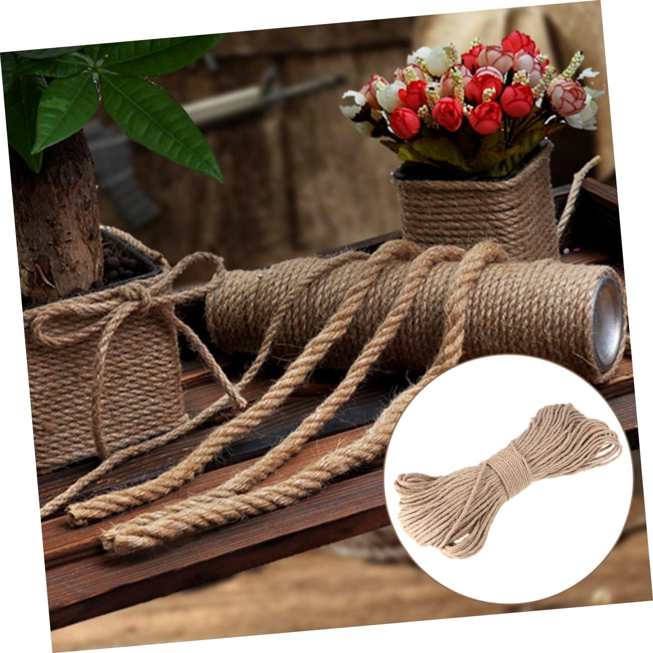 Gadpiparty 100m Thick Twine String Heavy Duty Jute Rope Craft Rope Cord Natural Twine for Arts Decorative Line for Party