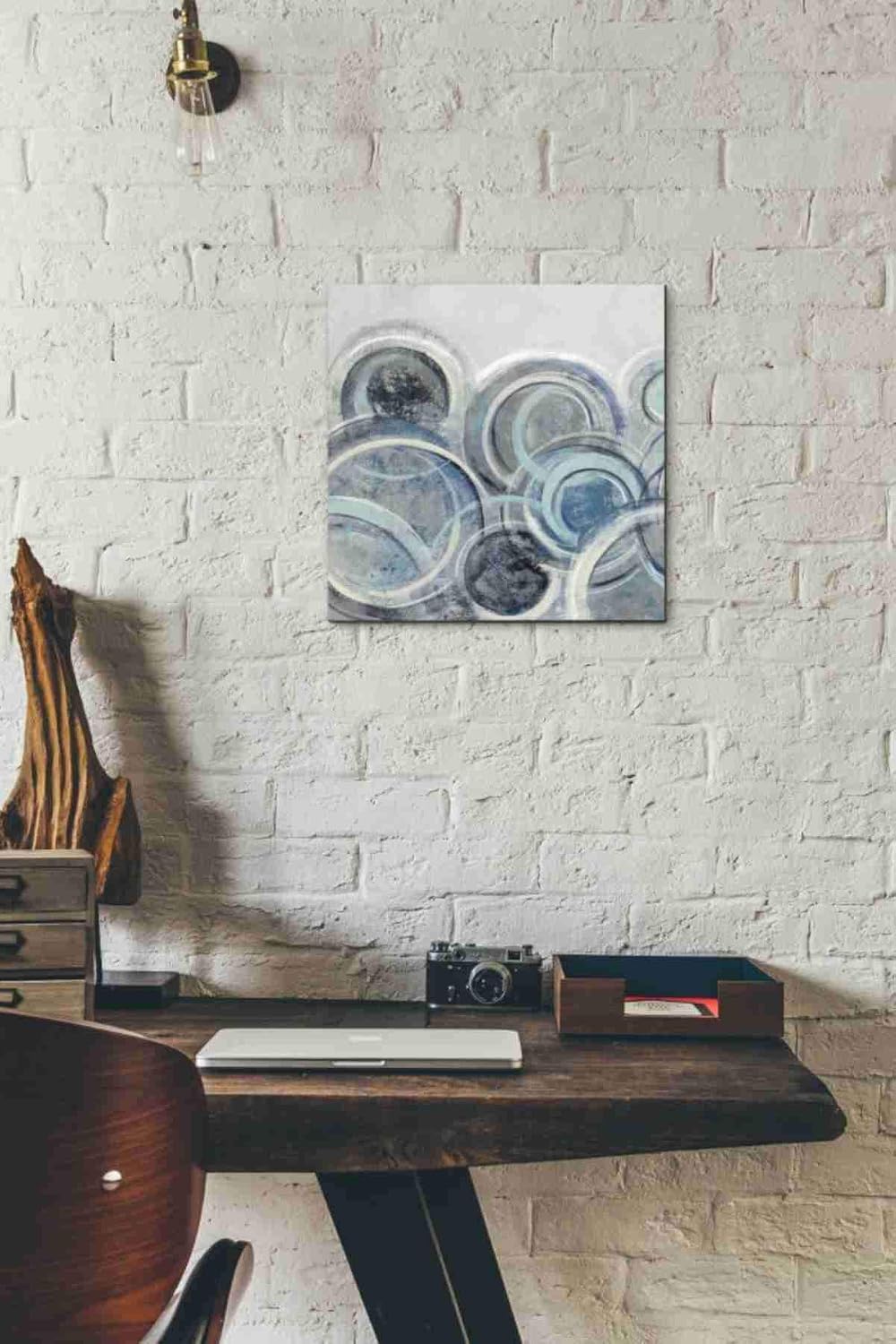 Epic Graffiti 'Variation Blue Grey II' by Silvia Vassileva, Canvas Wall Art, 12"x12"