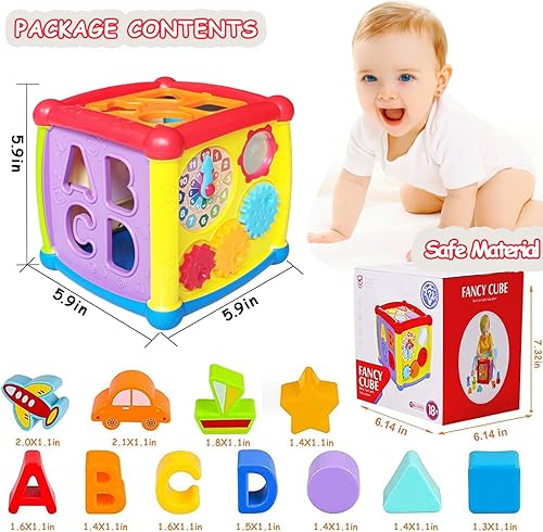 Miniatura 5 de Juguetes para bebés de 1 año para niños y niñas 6 en 1 de aprendizaje temprano Montessori, cubo de actividades, juguetes para bebés de 6 a 12 a 18