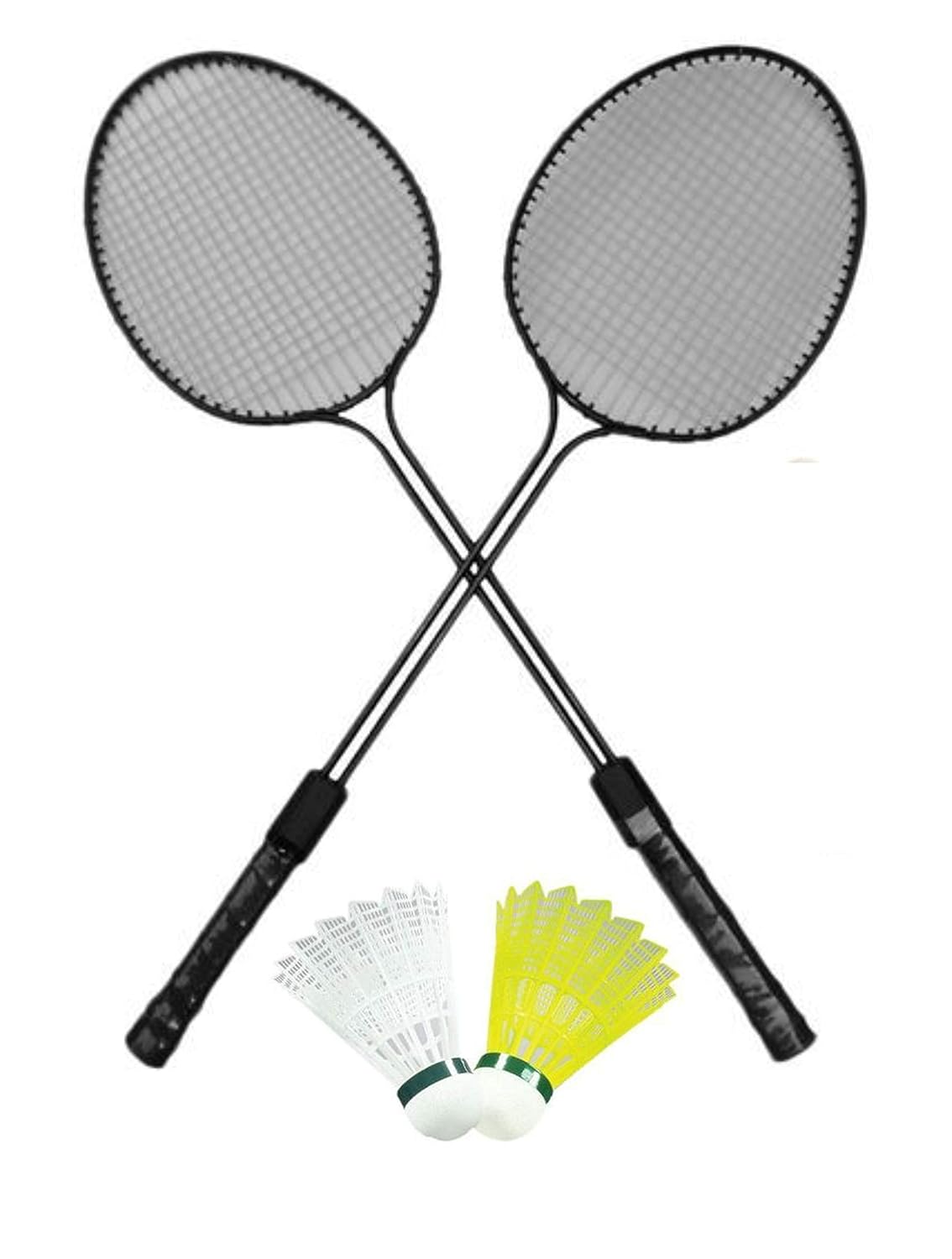 S & R INTERNATIONAL Plastic Badminton Racket with 2 Plastic Shuttlecock
