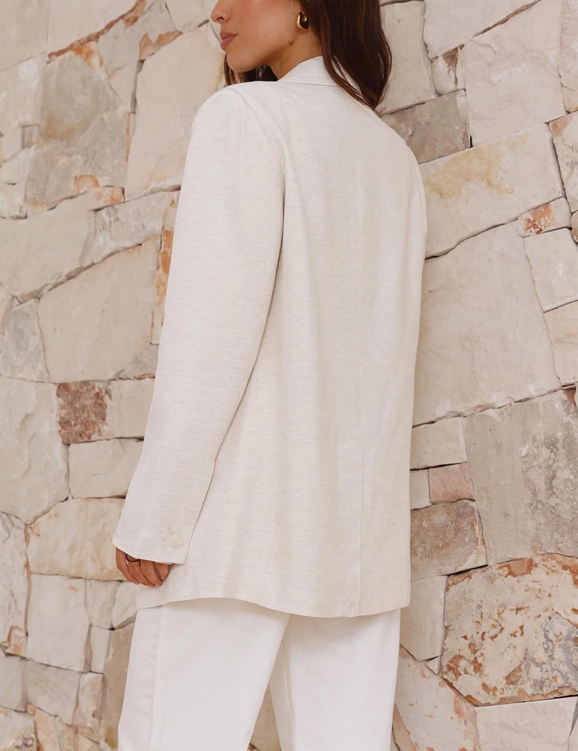 IDEALSANXUN Womens Long Sleeve Linen Blazer Casual Spring Summer Lightweight Jackets