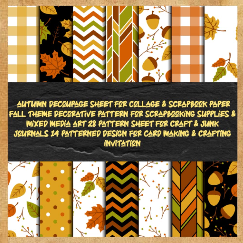 autumn decoupage sheet for collage & scrapbook paper fall theme decorative pattern for scrapbooking supplies & mixed media art 28 pattern sheet for ... crafting invitation: designer collection pack