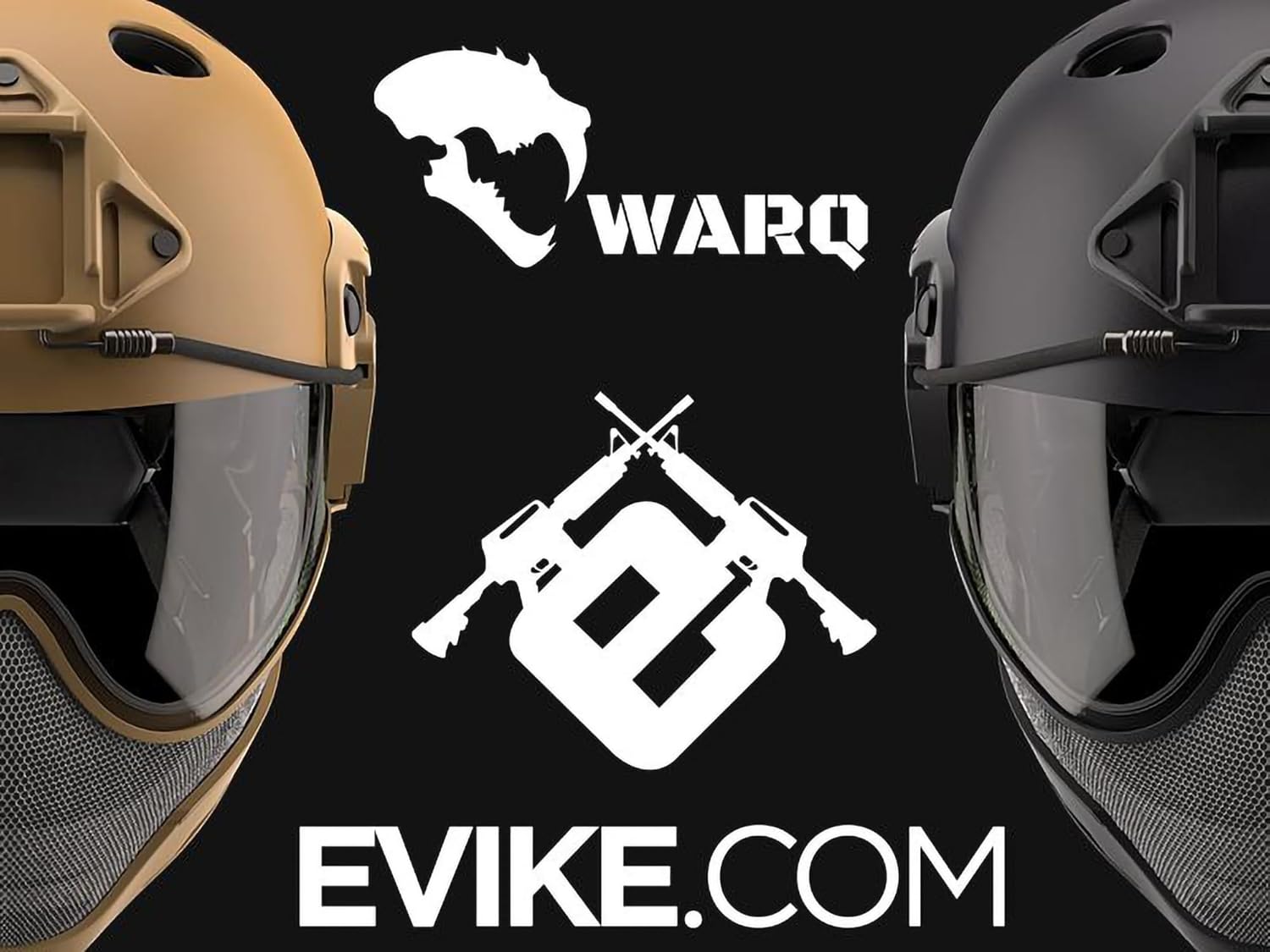 Evike Airsoft - WARQ Full Face Protection HeadPro System (Color: Black/Clear Lens)