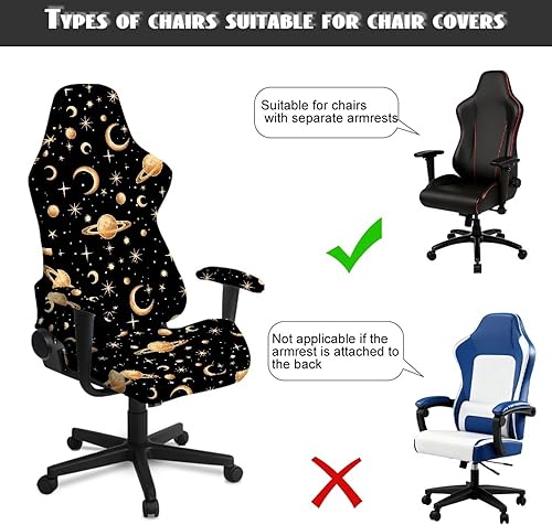 Miniatura 7 de Planets Office Chair Cover with Arm Black Computer Chair Covers Universal Fit 4PCS Set Gamer Chairs Slipcovers for E-Sports Enthusiasts