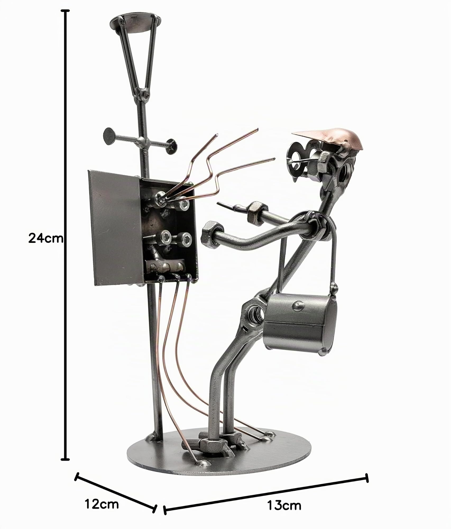 STEEMO Schraubenmännchen Elektriker Handwerker Geschenk Metall-Deko 13x12x24 cm
