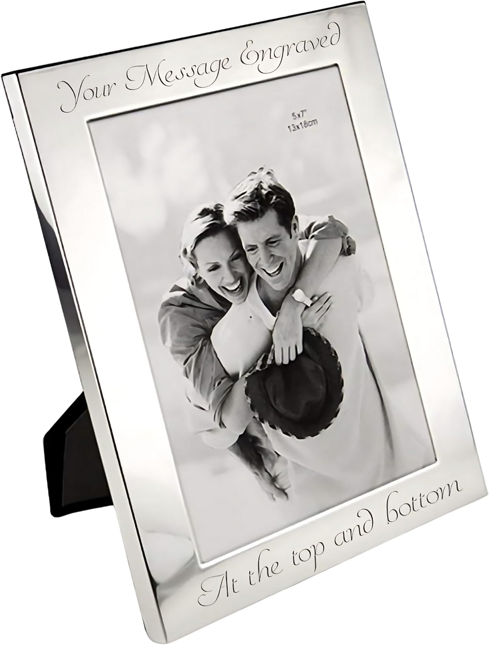 Personalised 7x5 Silver Plated Photo Frame | Classic Designs for Wedding, Family, Graduation or 25th Anniversary | Tabletop | Polished, Silver Finish | Landscape or Portrait