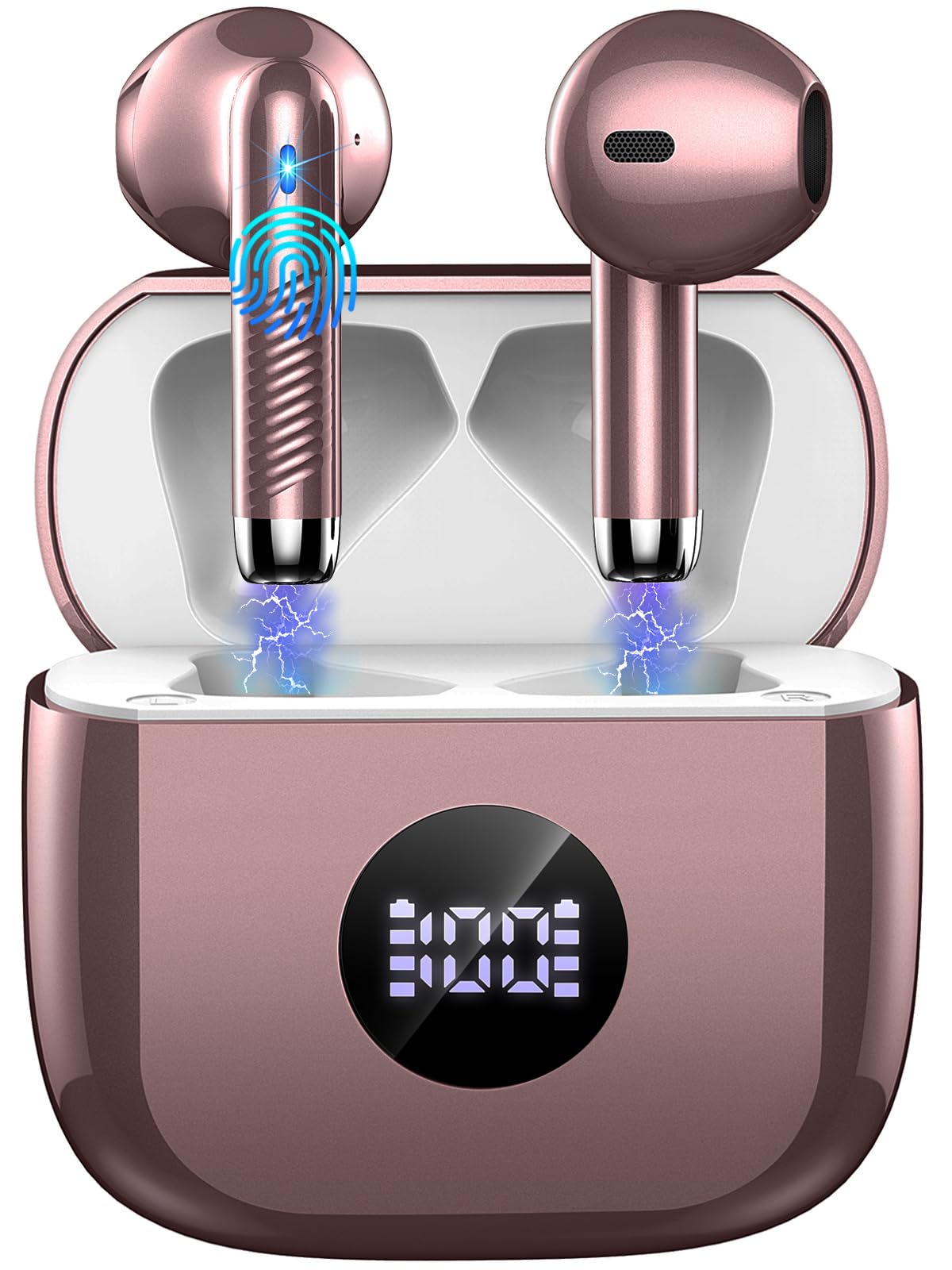 Wireless Earbuds, Bluetooth 5.4 Headphones in Ear with 4 ENC Noise Cancelling Mic, Bluetooth Earbuds 40Hrs Playtime, HiFi Stereo Deep Bass Wireless Earphones, IP7 Waterproof USB-C Fast Charge White — view 16