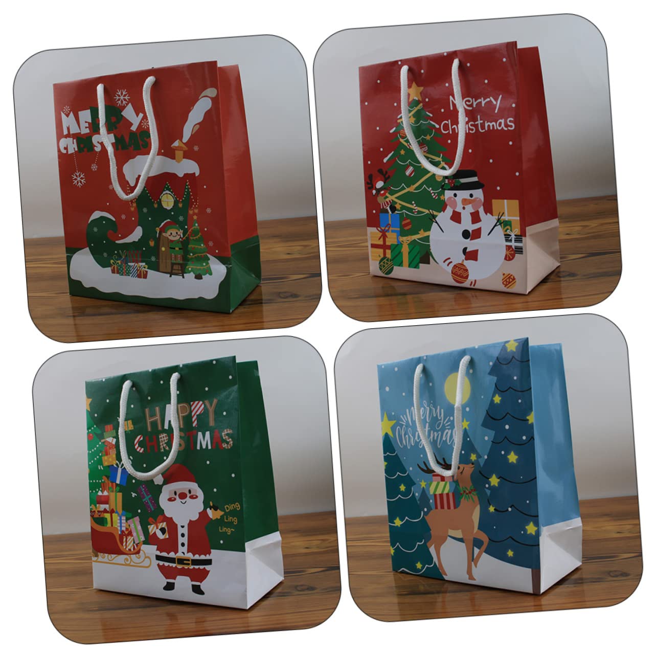 Didiseaon 12pezzi Sacchetti di Natale di Carta per Alimenti Stampa Natalizia per Conservare Biscotti e Caramelle Sacchetti Regalo Decorativi