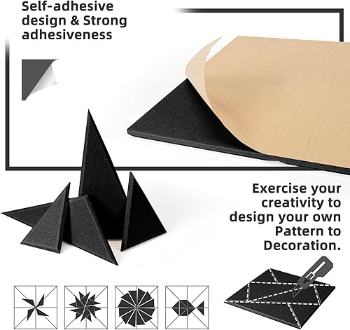 Miniatura 5 de Art3dwallpanels Paquete de 12 paneles acústicos de 12 x 12 pulgadas, autoadhesivos insonorizados, amortiguadores de sonido, decoración de pared 3D,