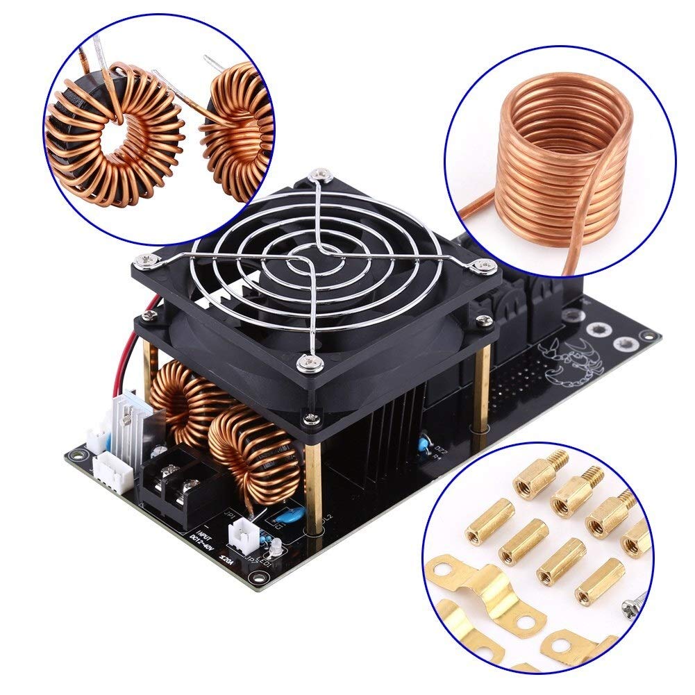Placa calefactora, DC12-36V 20A 1000W ZVS Módulo de calefacción por inducción, calentador de bobina, fuente de alimentación Calefacción Placa calefactora de bajo voltaje, para bricolaje doméstico