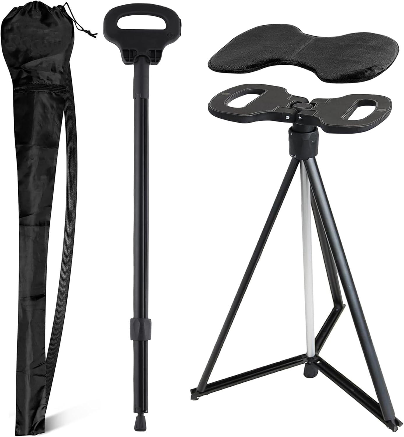 ALEVMOOM Walking Cane with Seat 2-in-1 Cane Stool for Adults, Aluminum Walking Stick with Seat, Stick Chair Portable Stool for Senior