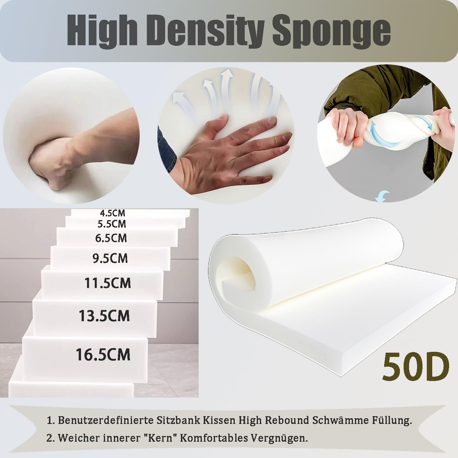 Cuscini personalizzati per panche, lavabili, rimovibili, per davanzali interni, spessi 9,5 cm, perfetti per panche angolari e divani, comodi Bank Kissen.
