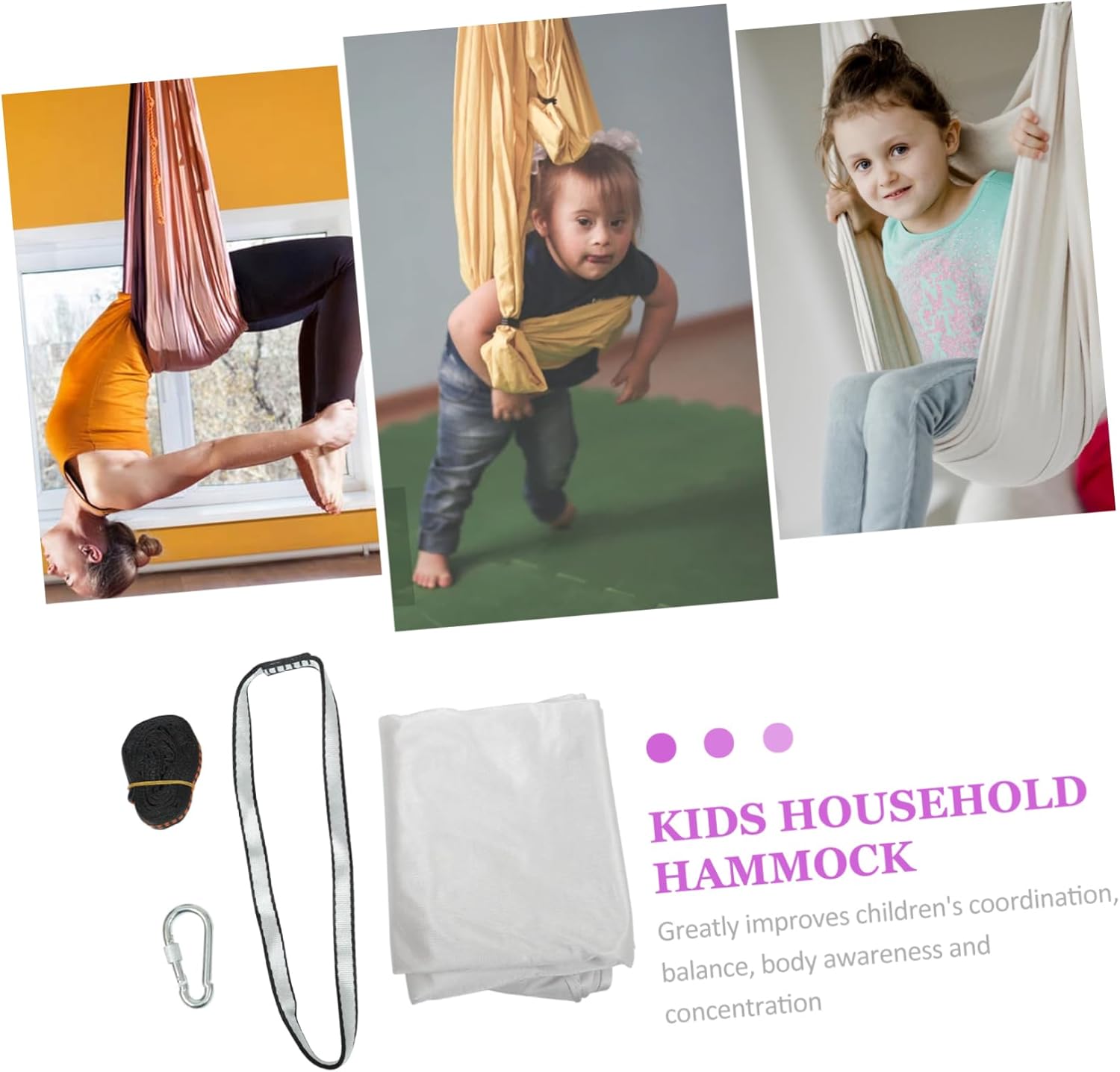 1set Outdoor Boys and Girls Yoga Hammock Aerial Yoga Training Prop Lightweight Suitable for Camping Hiking