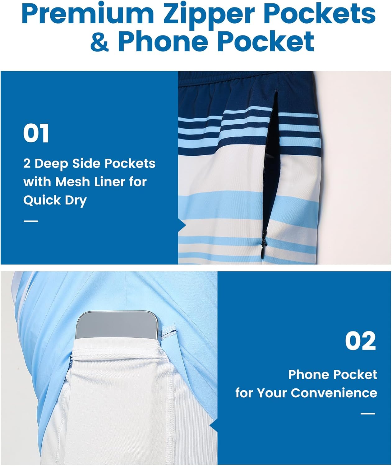 maamgic 2 in 1 Mens Swim Trunks 7 Inch Swim Shorts Swim Suits Board Shorts - Image 2